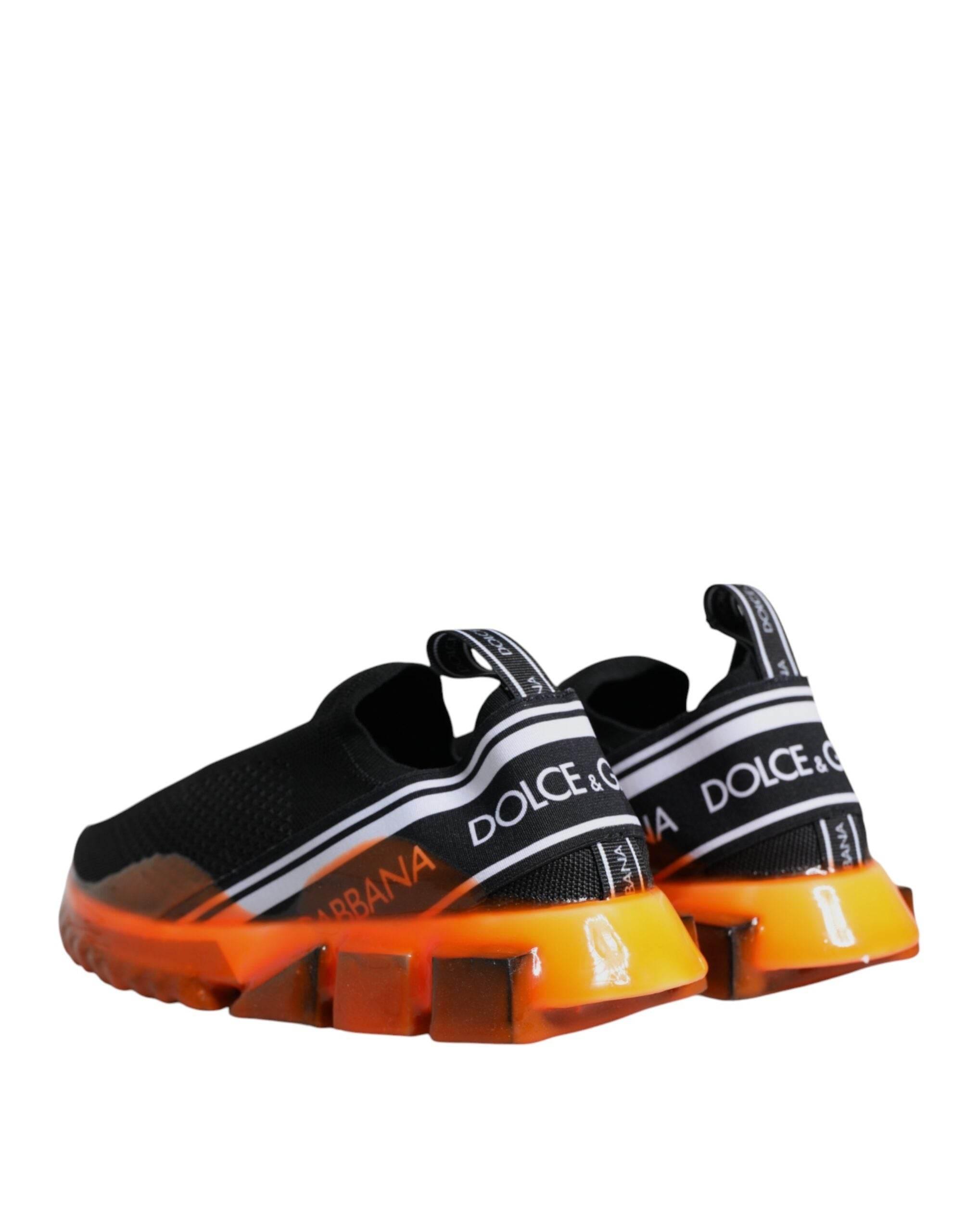 Dolce & Gabbana Black Orange Sorrento Slip On Sneakers Shoes - Hilstor