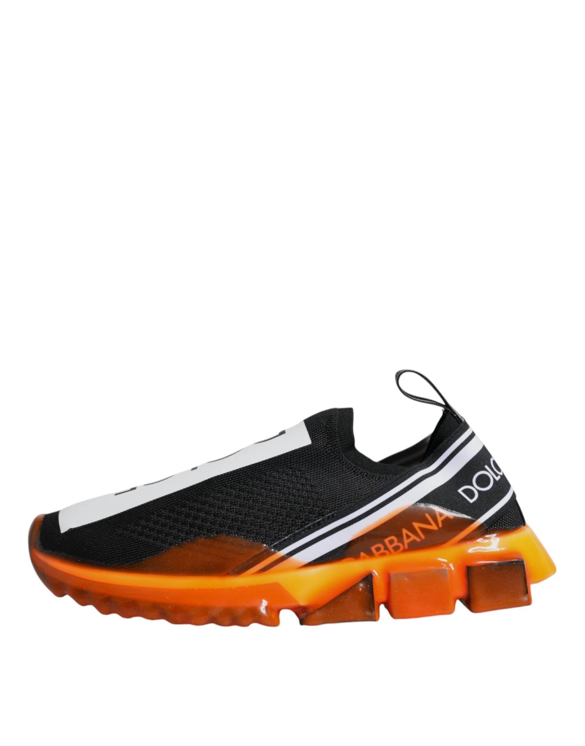 Dolce & Gabbana Black Orange Sorrento Slip On Sneakers Shoes - Hilstor