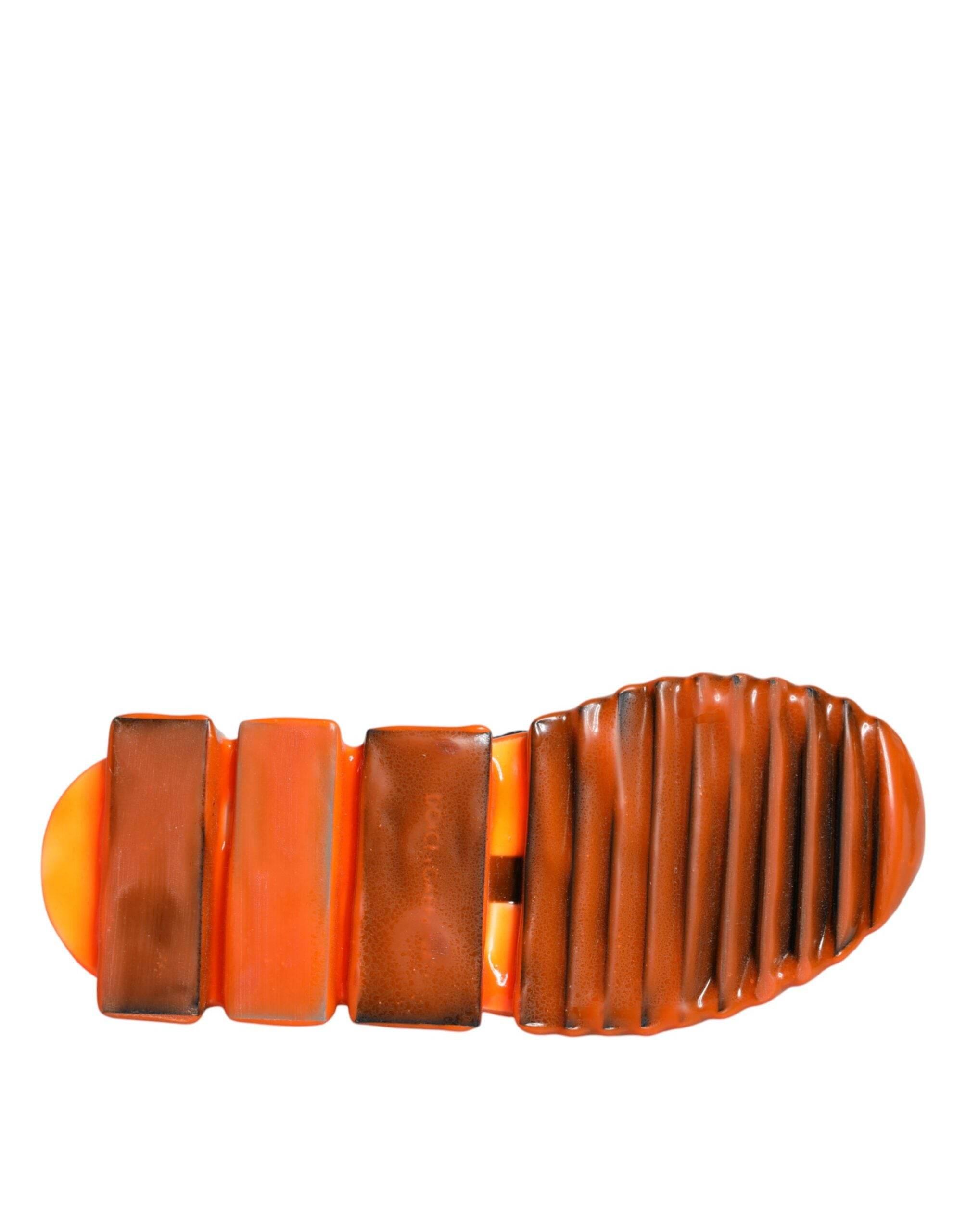 Dolce & Gabbana Black Orange Sorrento Slip On Sneakers Shoes - Hilstor