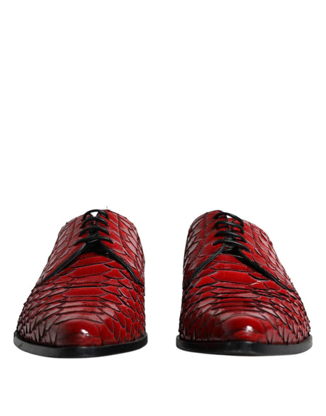 Dolce & Gabbana Red Textured Varnished Derby Men Formal Shoes - Hilstor