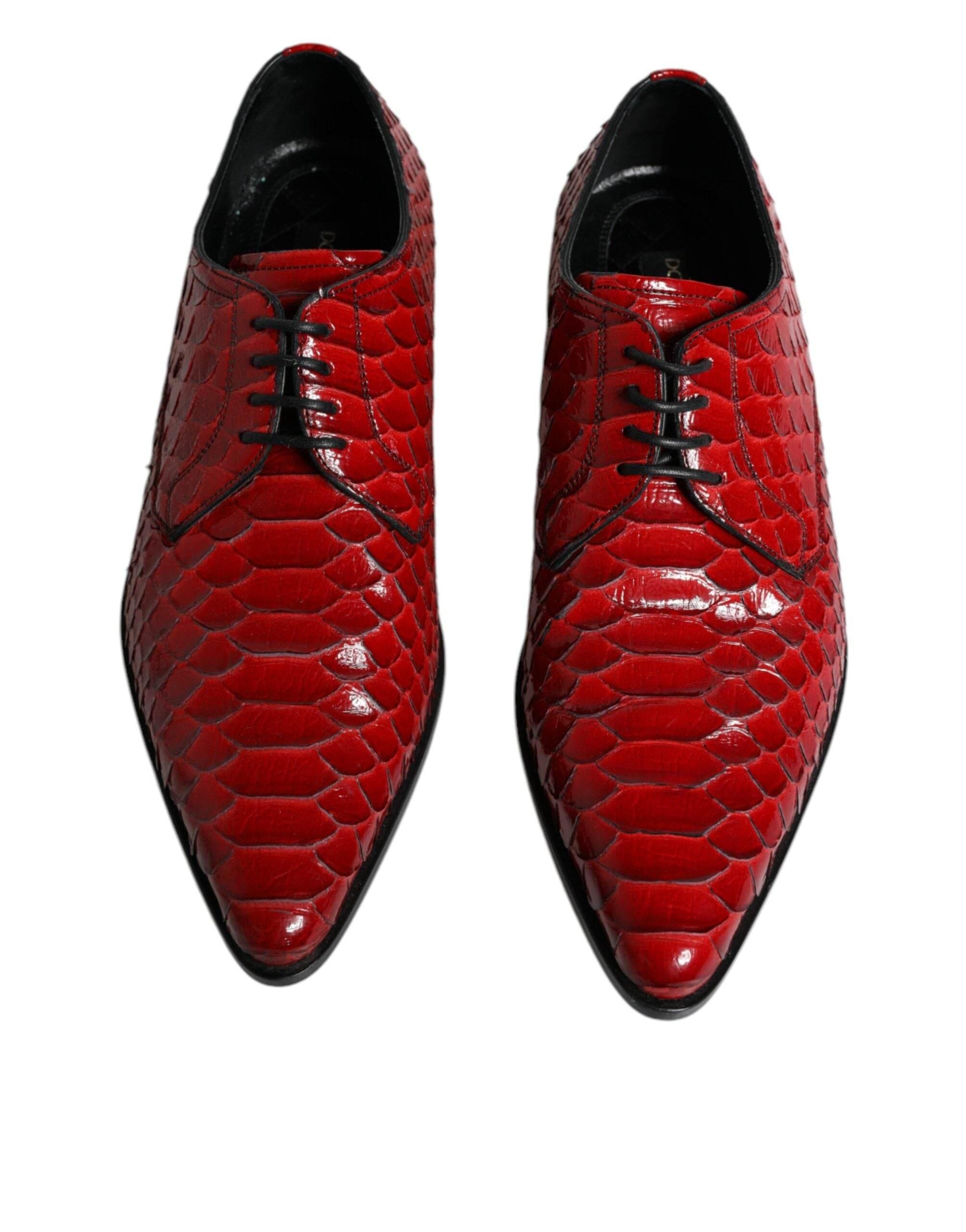 Dolce & Gabbana Red Textured Varnished Derby Men Formal Shoes - Hilstor