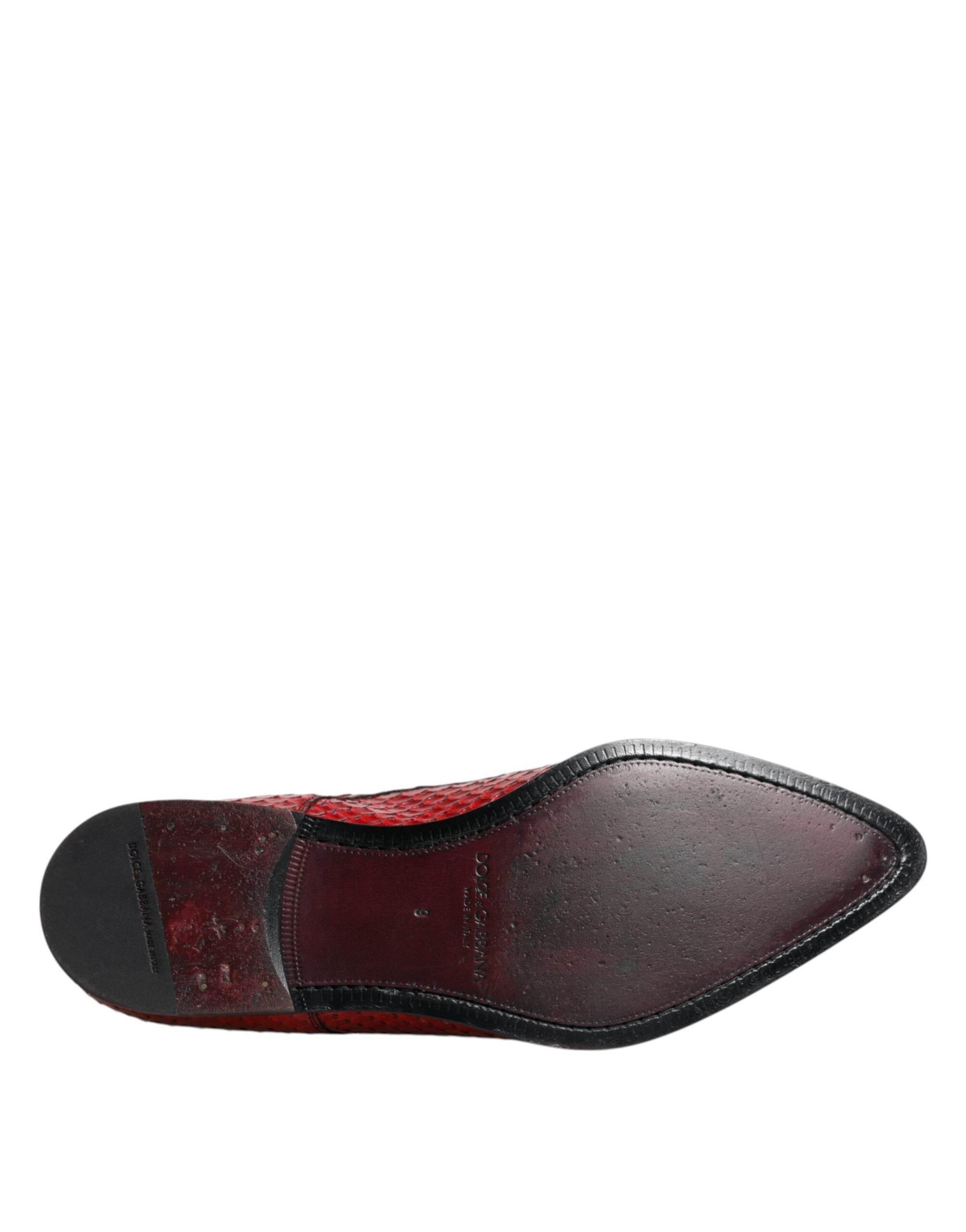 Dolce & Gabbana Red Textured Varnished Derby Men Formal Shoes - Hilstor
