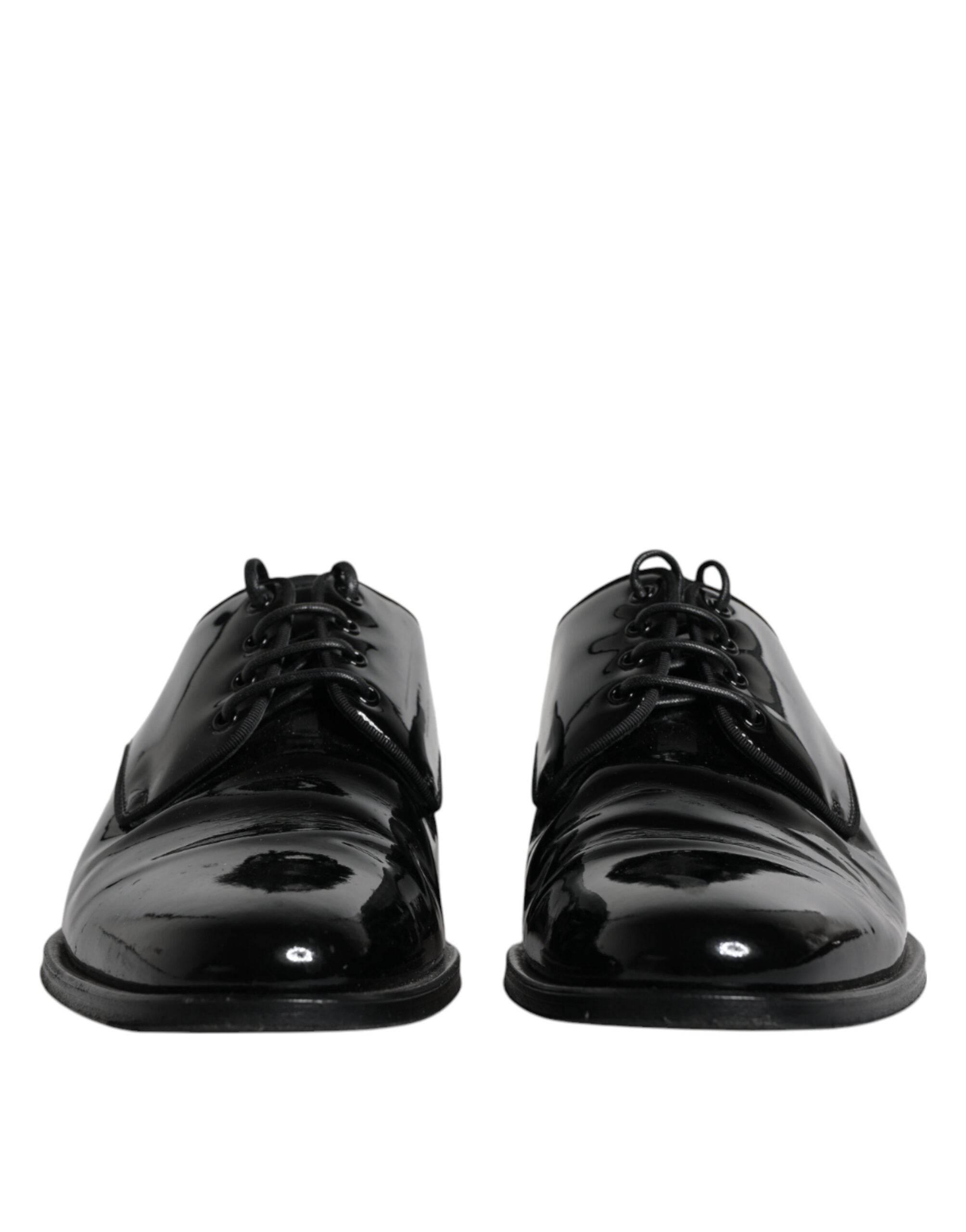 Dolce & Gabbana Black Leather Lace Up Men Derby Formal Shoes - Hilstor