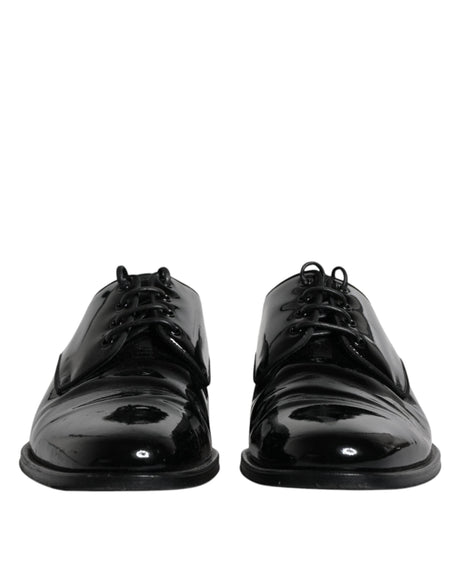 Dolce & Gabbana Black Leather Lace Up Men Derby Formal Shoes - Hilstor