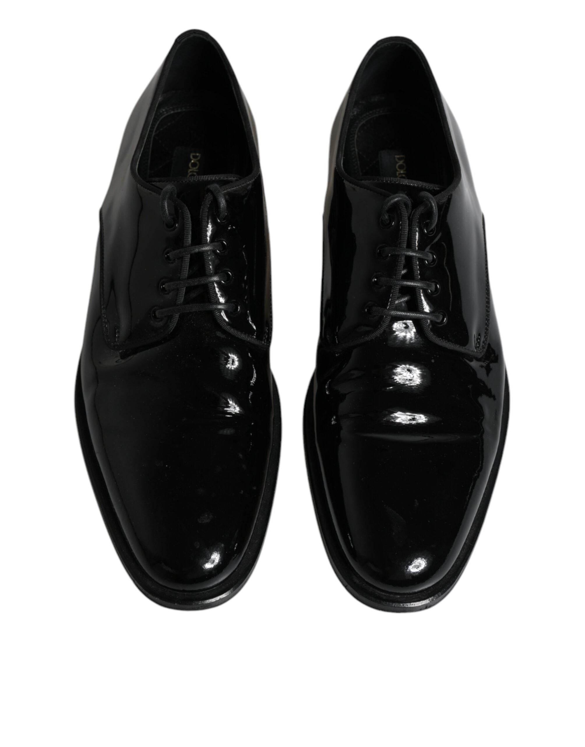 Dolce & Gabbana Black Leather Lace Up Men Derby Formal Shoes - Hilstor