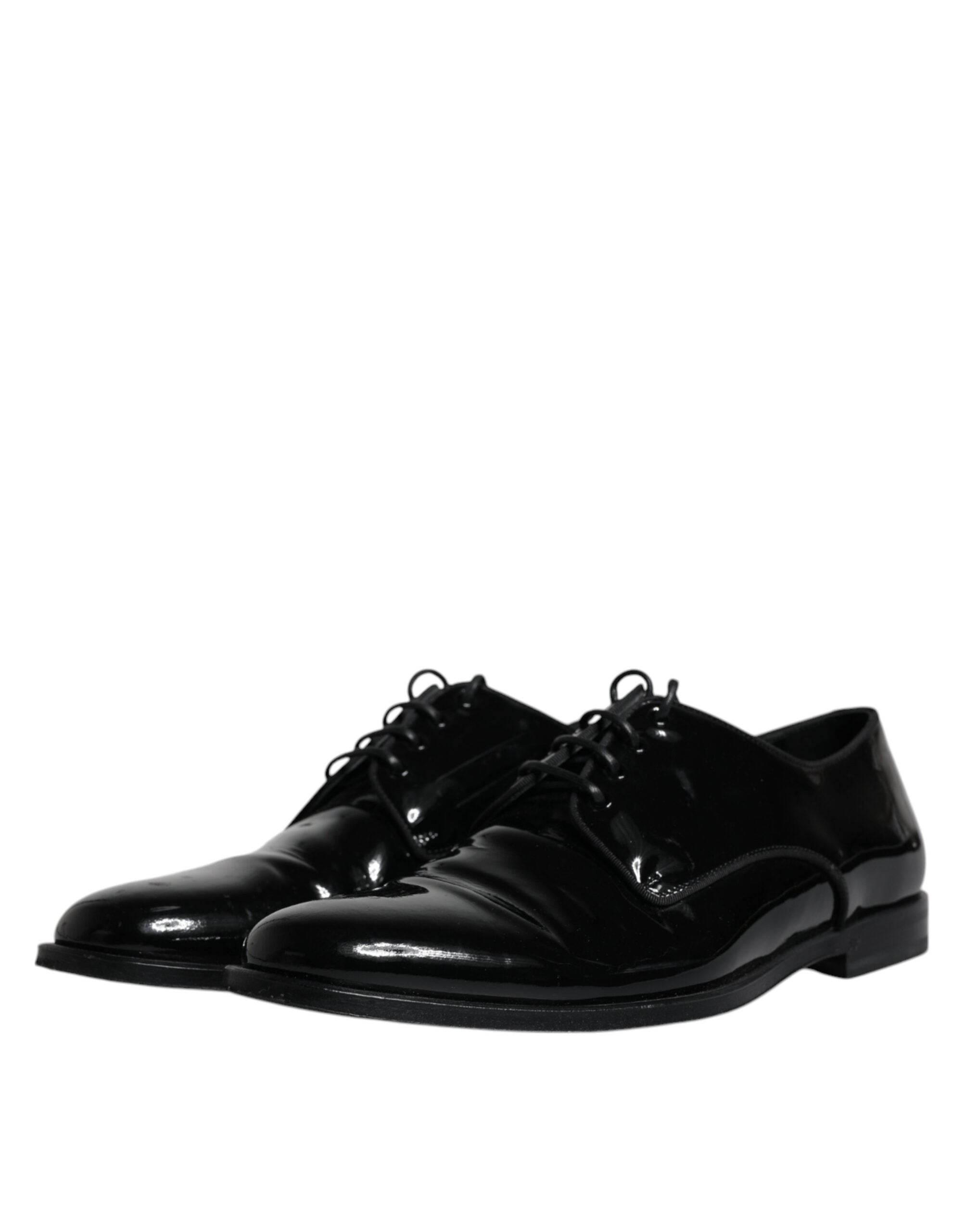 Dolce & Gabbana Black Leather Lace Up Men Derby Formal Shoes - Hilstor