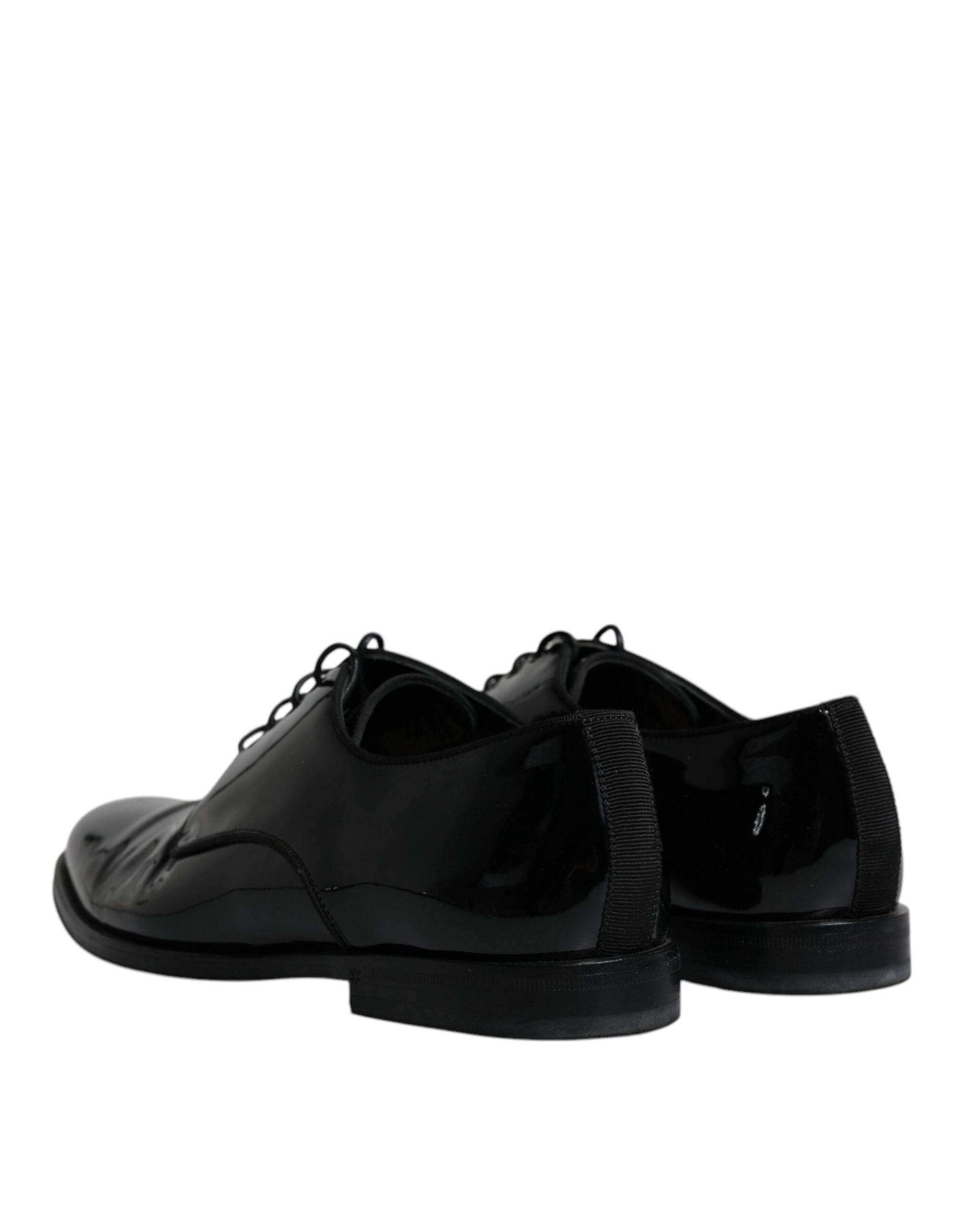 Dolce & Gabbana Black Leather Lace Up Men Derby Formal Shoes - Hilstor