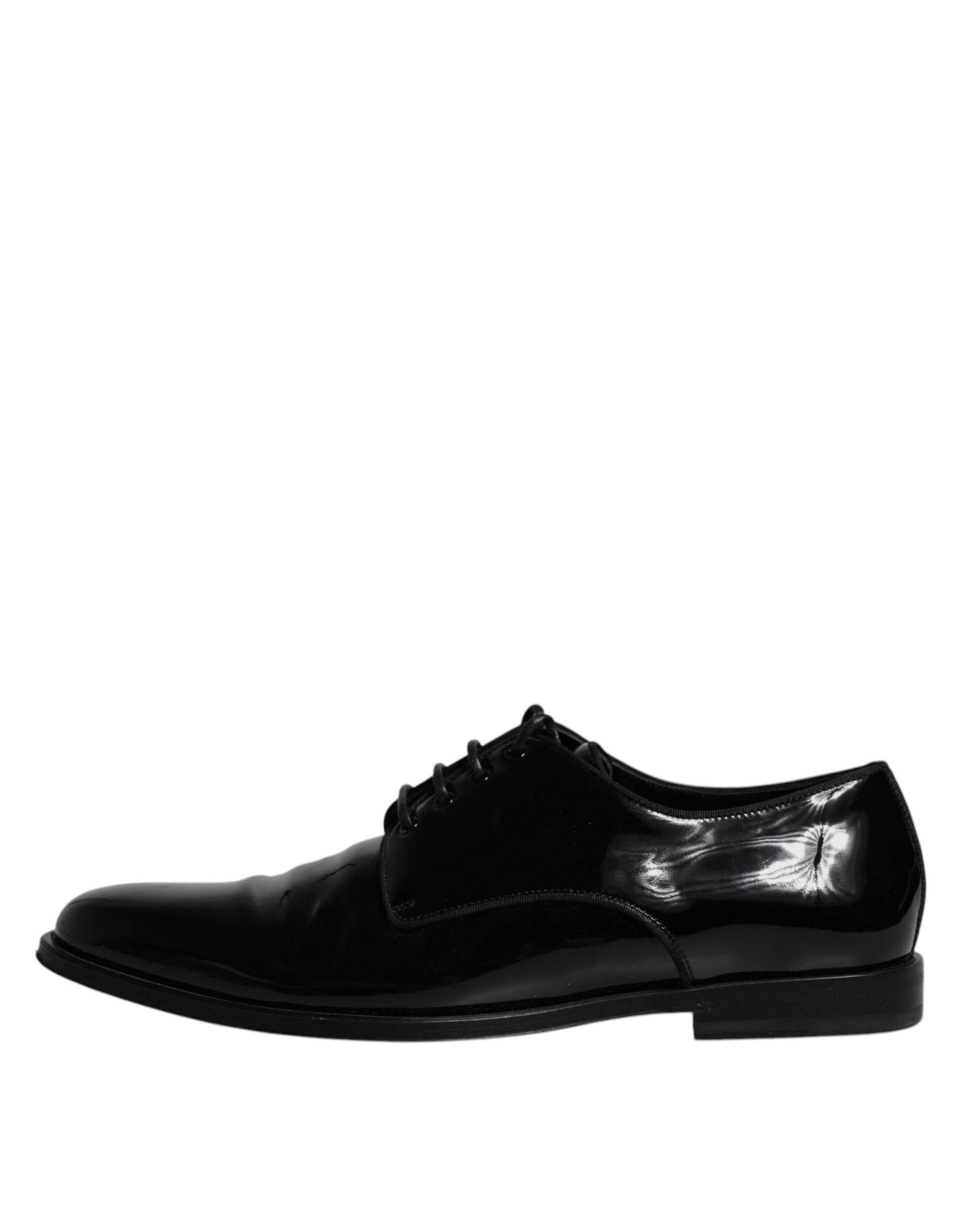 Dolce & Gabbana Black Leather Lace Up Men Derby Formal Shoes - Hilstor