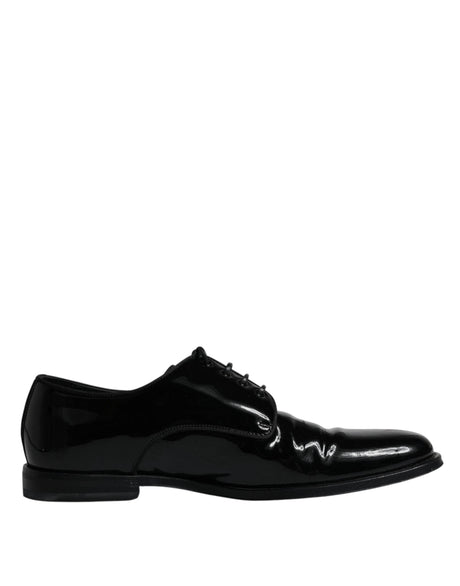 Dolce & Gabbana Black Leather Lace Up Men Derby Formal Shoes - Hilstor