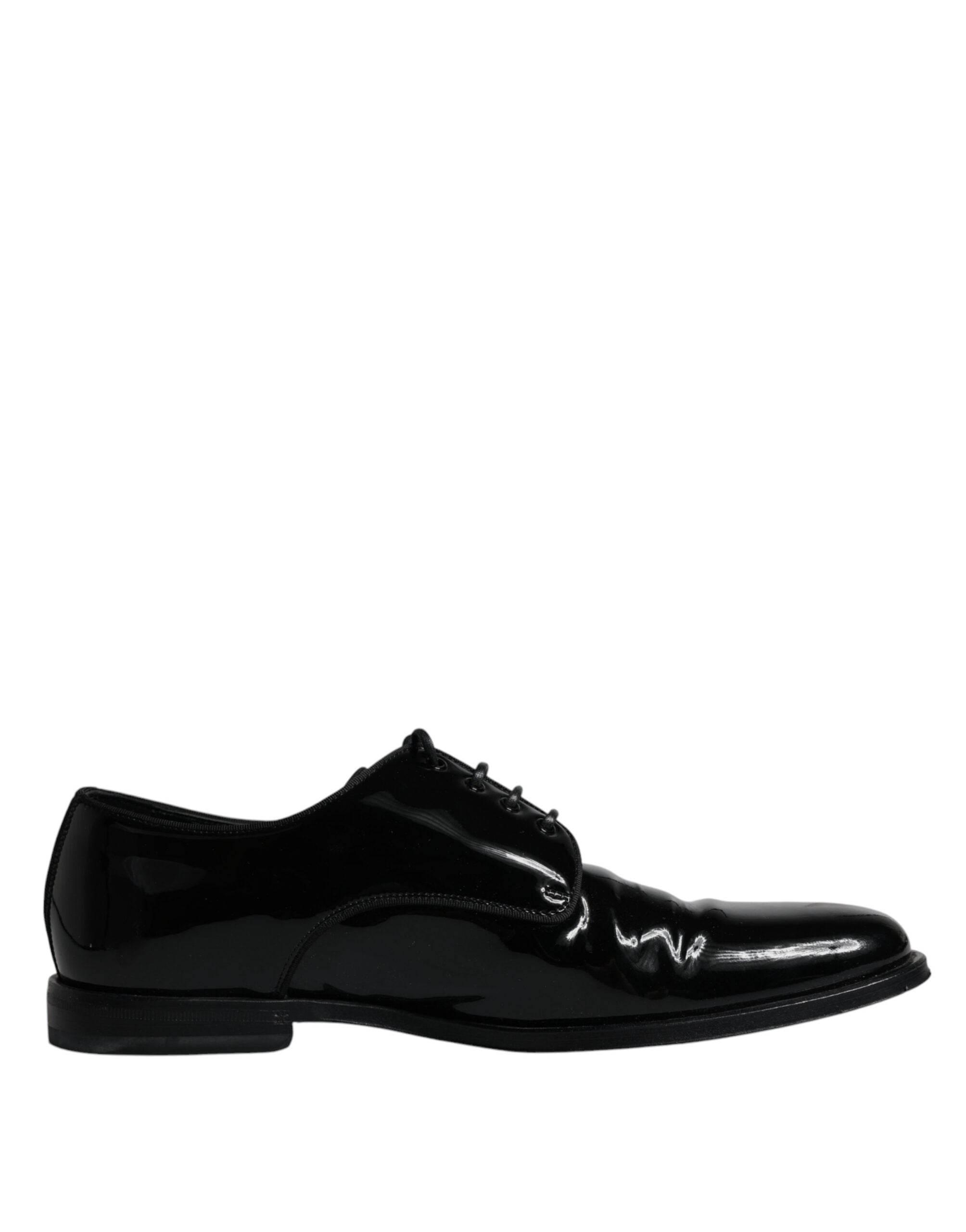 Dolce & Gabbana Black Leather Lace Up Men Derby Formal Shoes - Hilstor