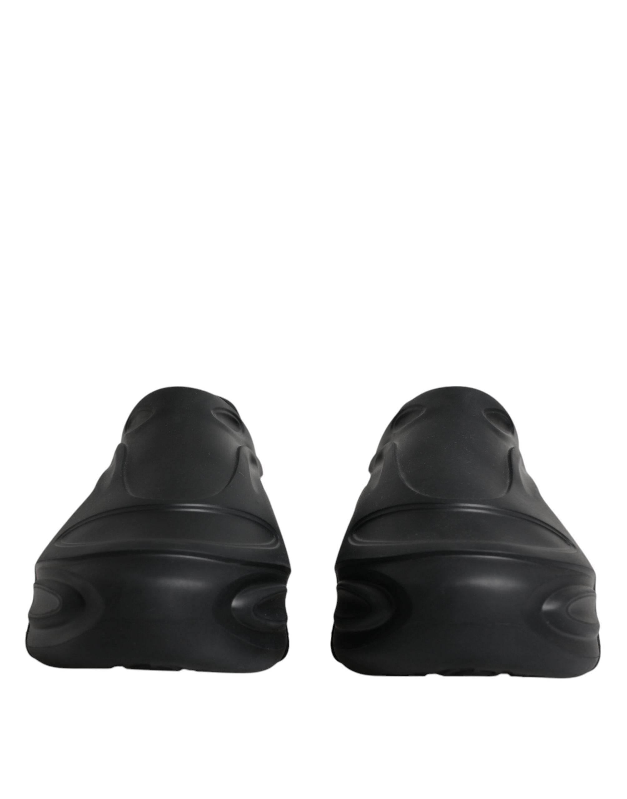 Dolce & Gabbana Black Foiled Rubber Toy Low Top Sneakers Shoes - Hilstor