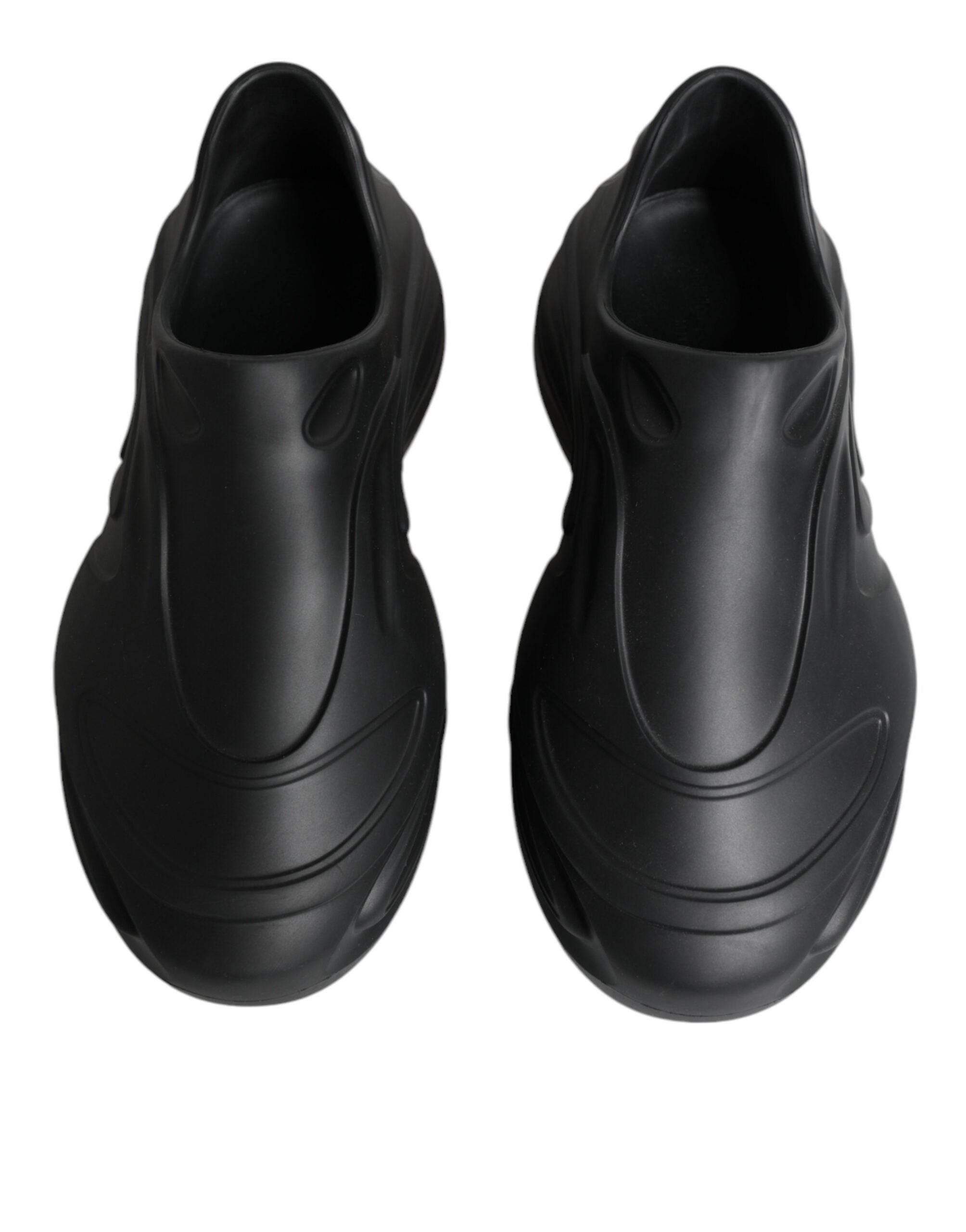 Dolce & Gabbana Black Foiled Rubber Toy Low Top Sneakers Shoes - Hilstor