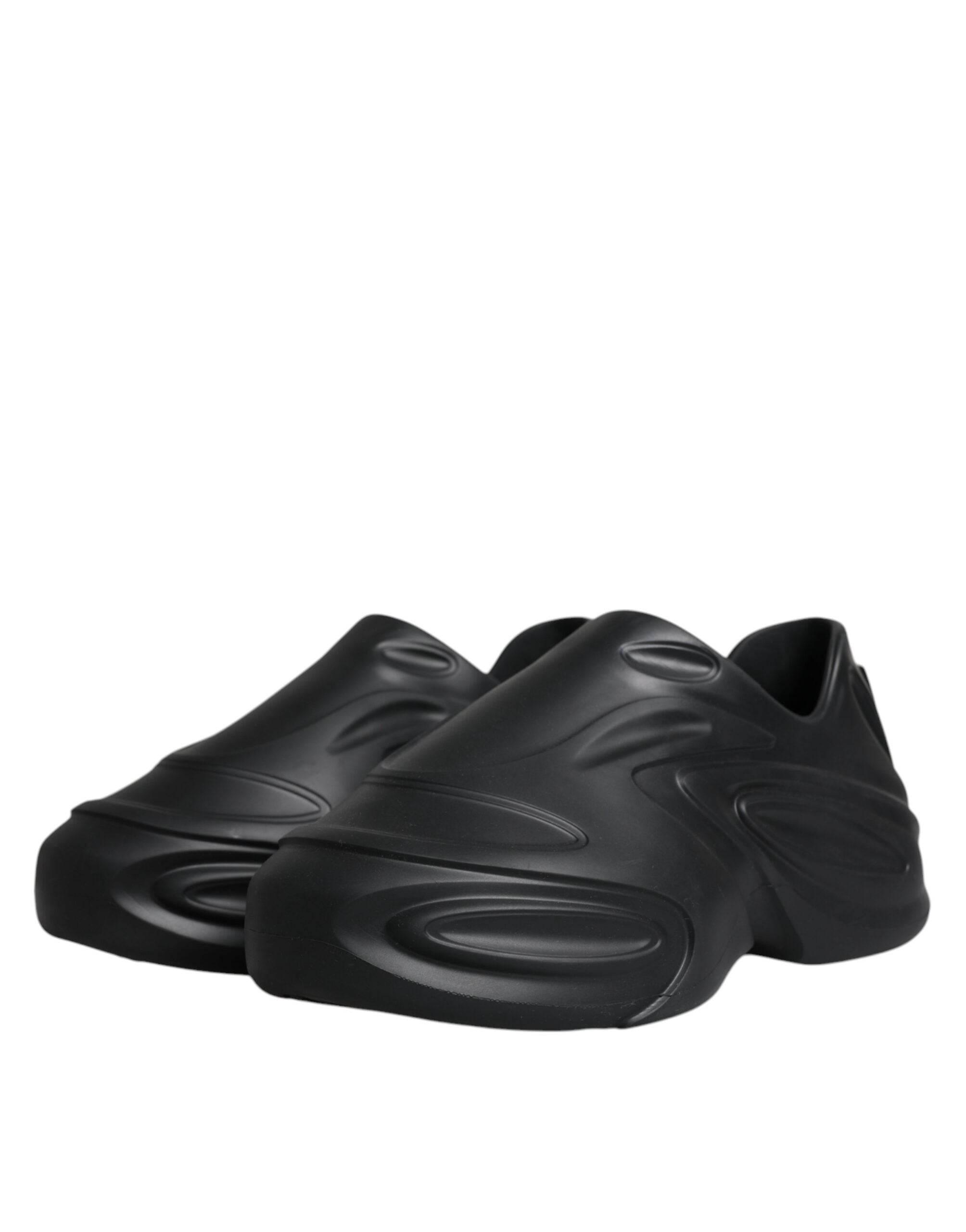Dolce & Gabbana Black Foiled Rubber Toy Low Top Sneakers Shoes - Hilstor