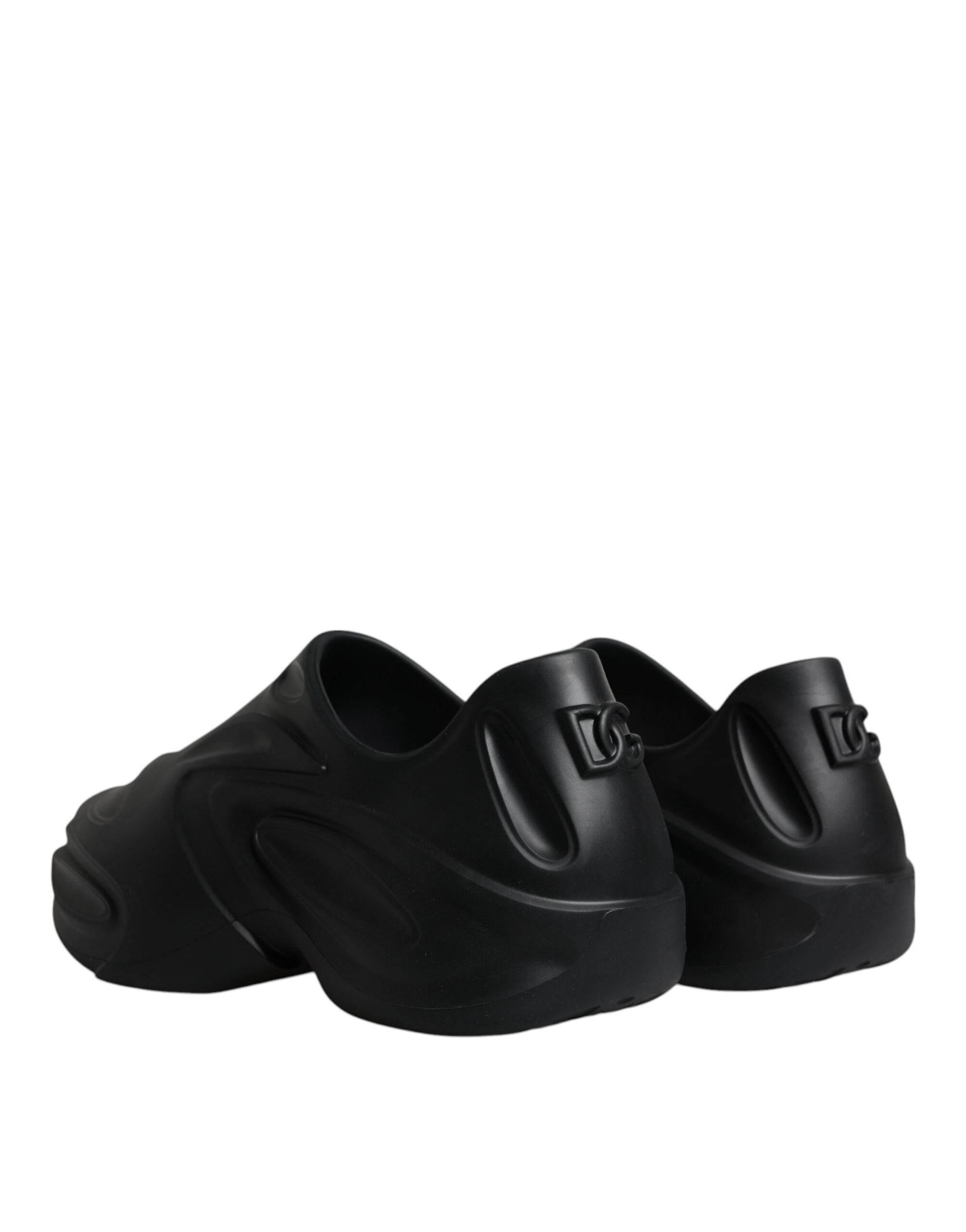 Dolce & Gabbana Black Foiled Rubber Toy Low Top Sneakers Shoes - Hilstor