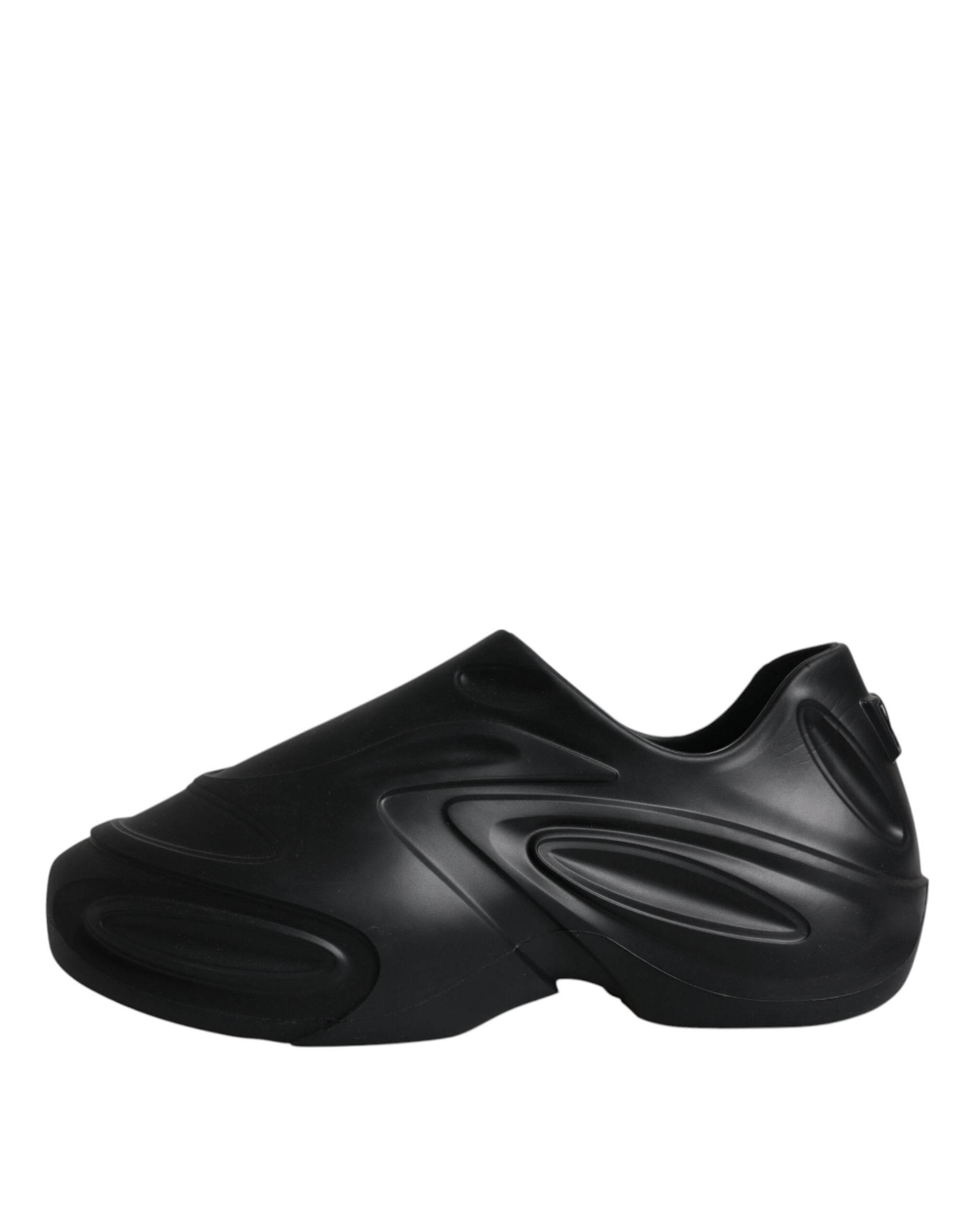 Dolce & Gabbana Black Foiled Rubber Toy Low Top Sneakers Shoes - Hilstor