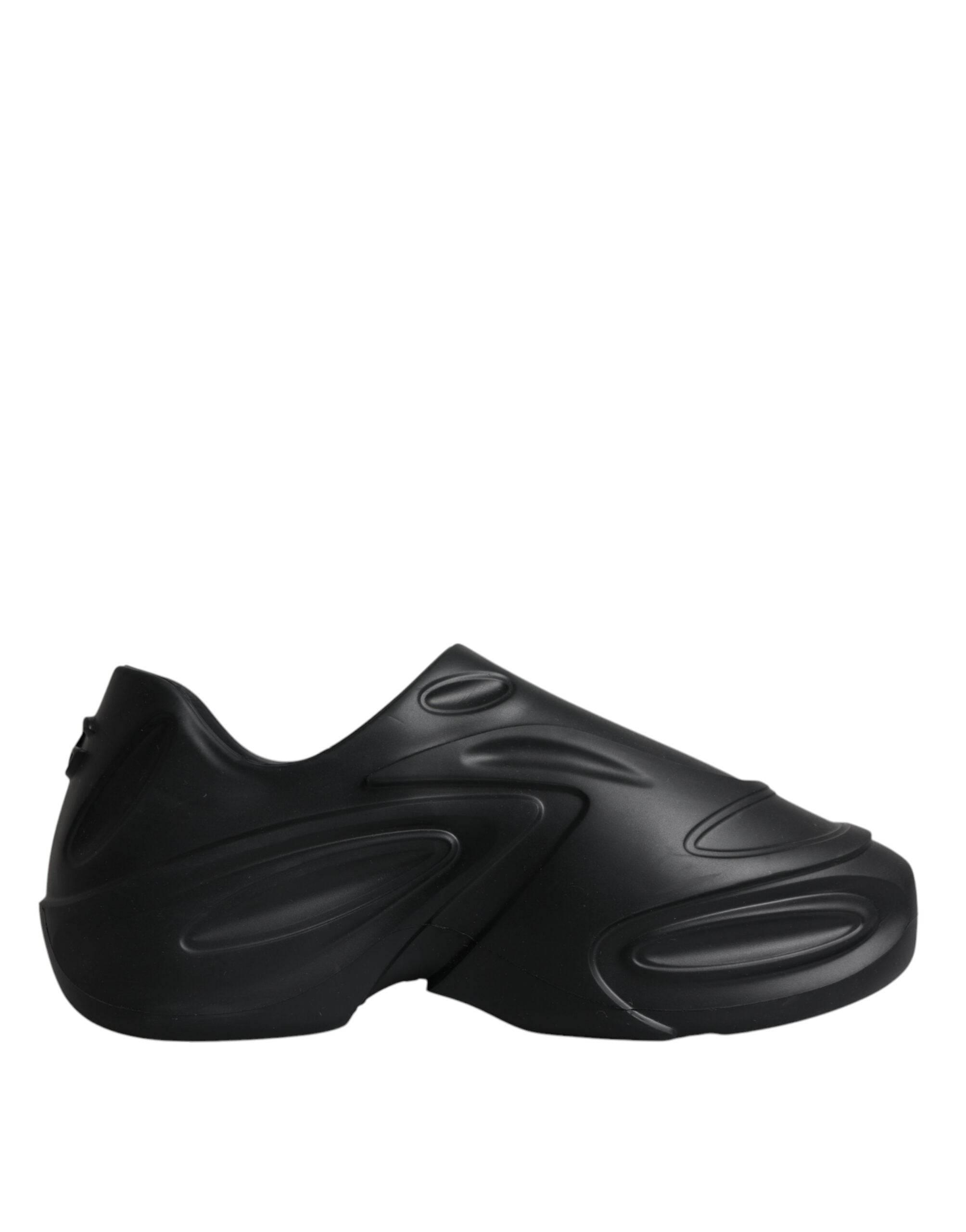Dolce & Gabbana Black Foiled Rubber Toy Low Top Sneakers Shoes - Hilstor