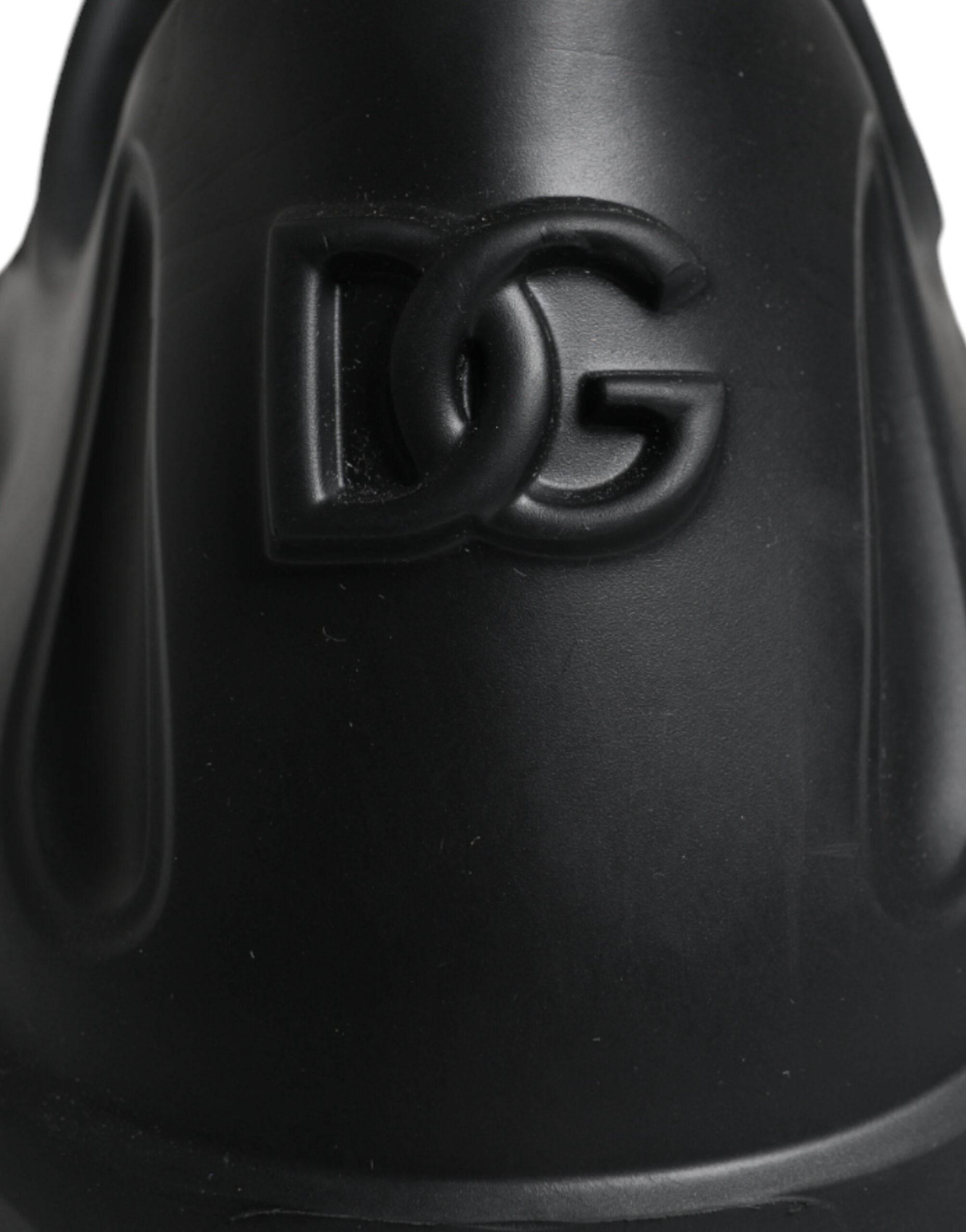 Dolce & Gabbana Black Foiled Rubber Toy Low Top Sneakers Shoes - Hilstor