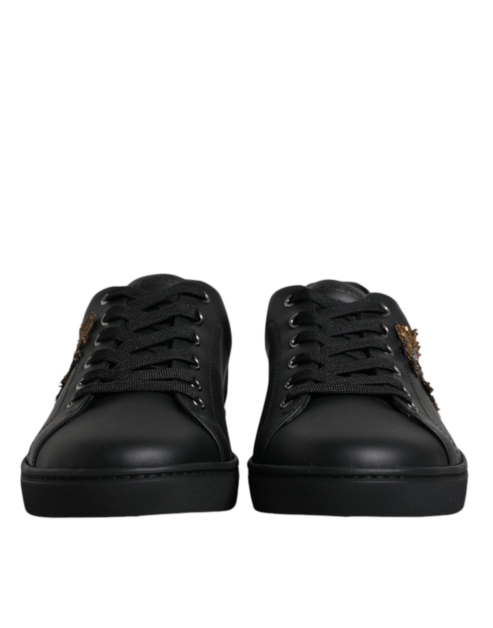 Dolce & Gabbana Black London Sacred Heart Men Sneakers Shoes - Hilstor