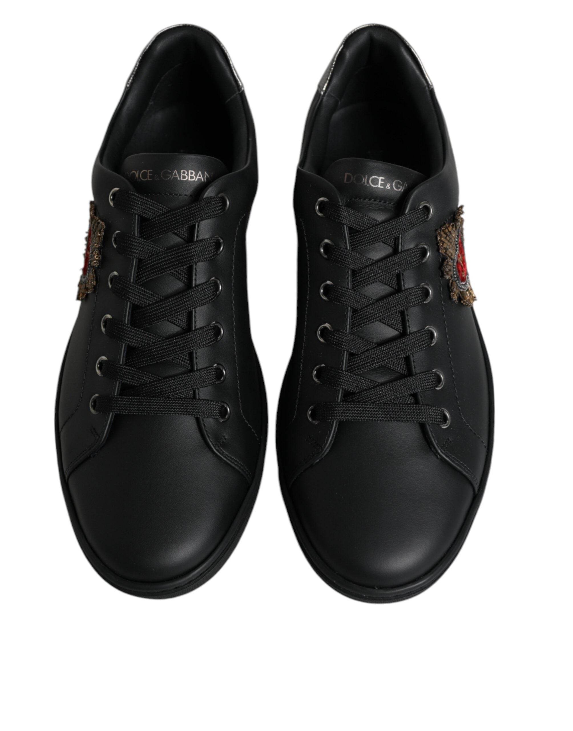 Dolce & Gabbana Black London Sacred Heart Men Sneakers Shoes - Hilstor