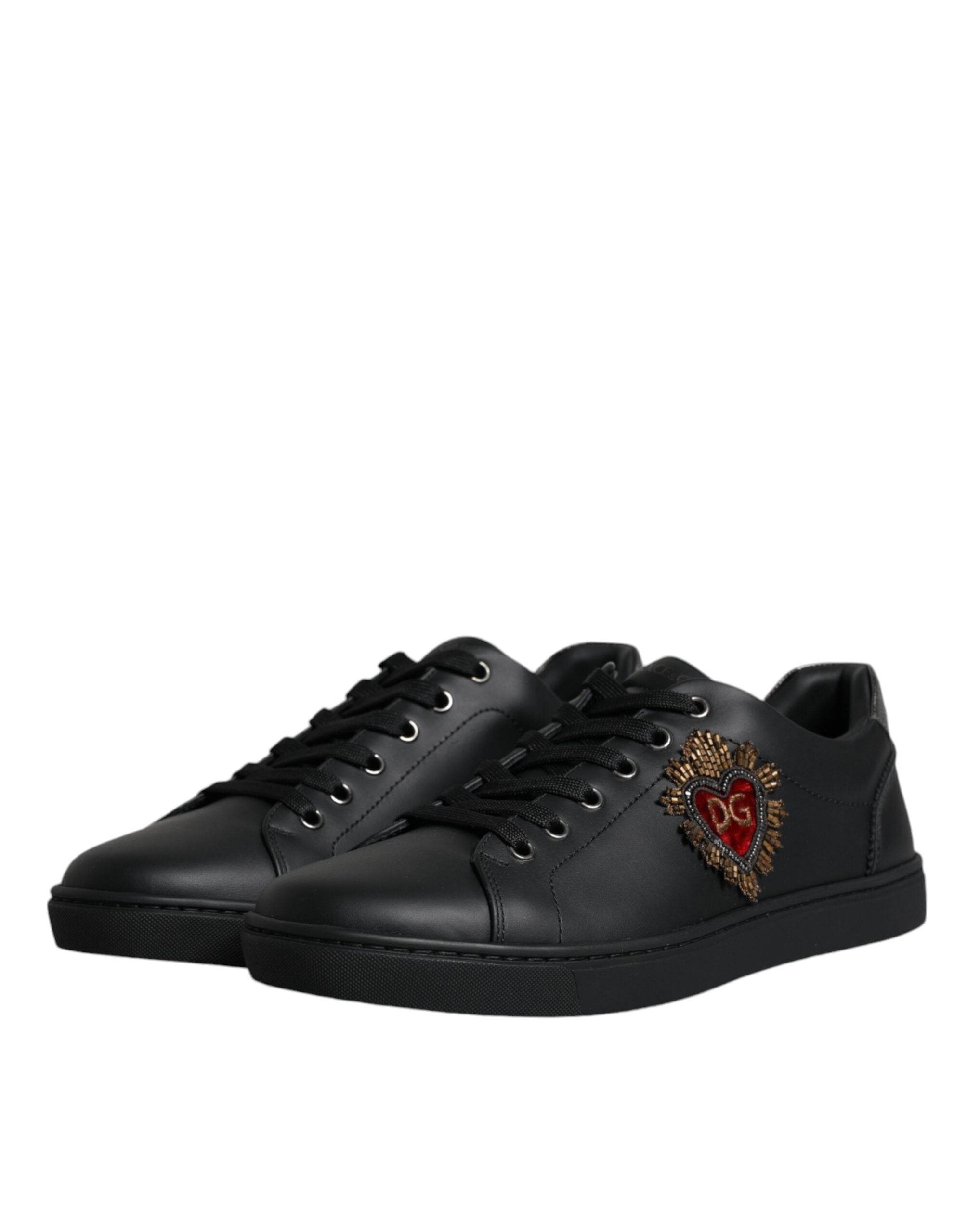 Dolce & Gabbana Black London Sacred Heart Men Sneakers Shoes - Hilstor