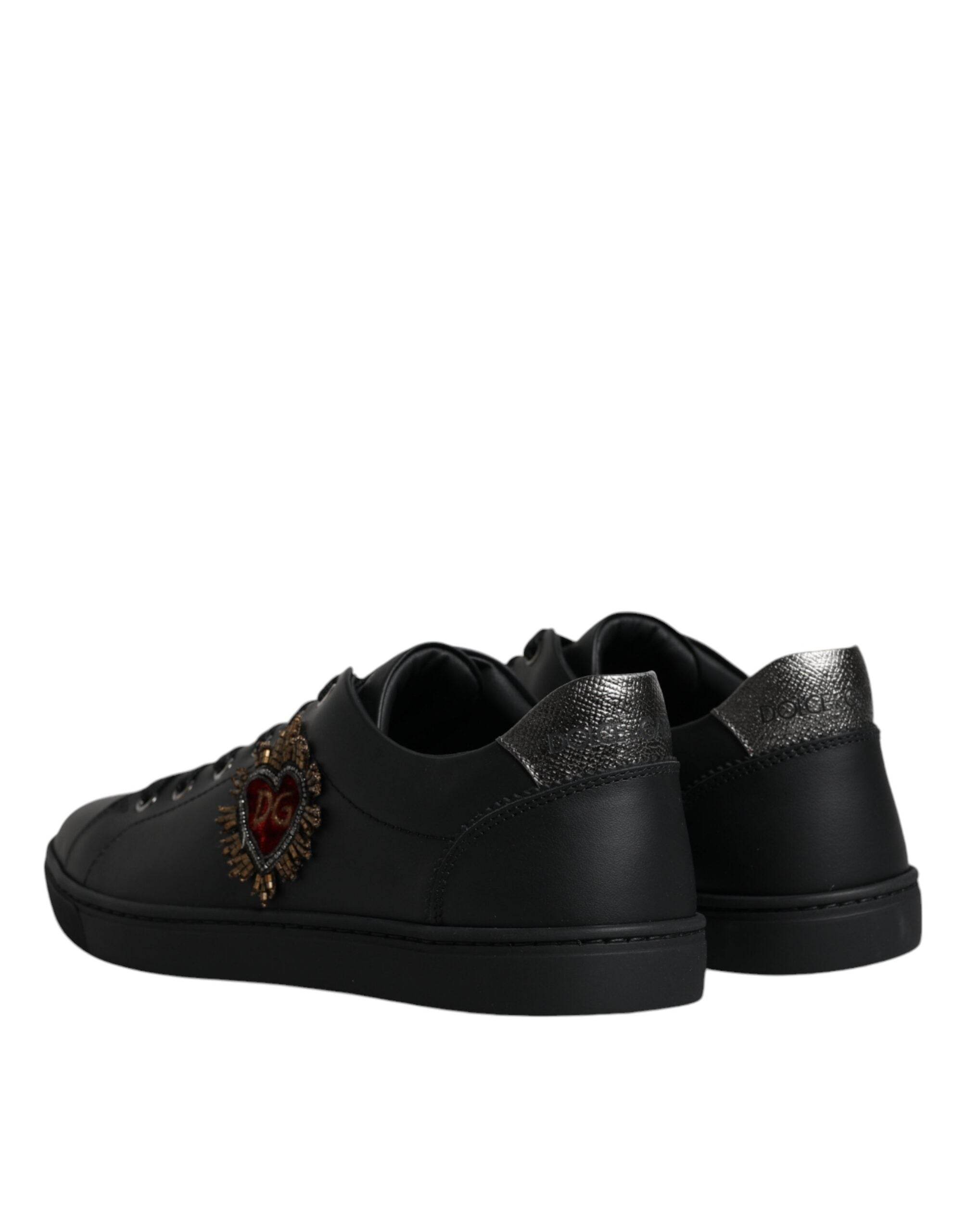 Dolce & Gabbana Black London Sacred Heart Men Sneakers Shoes - Hilstor