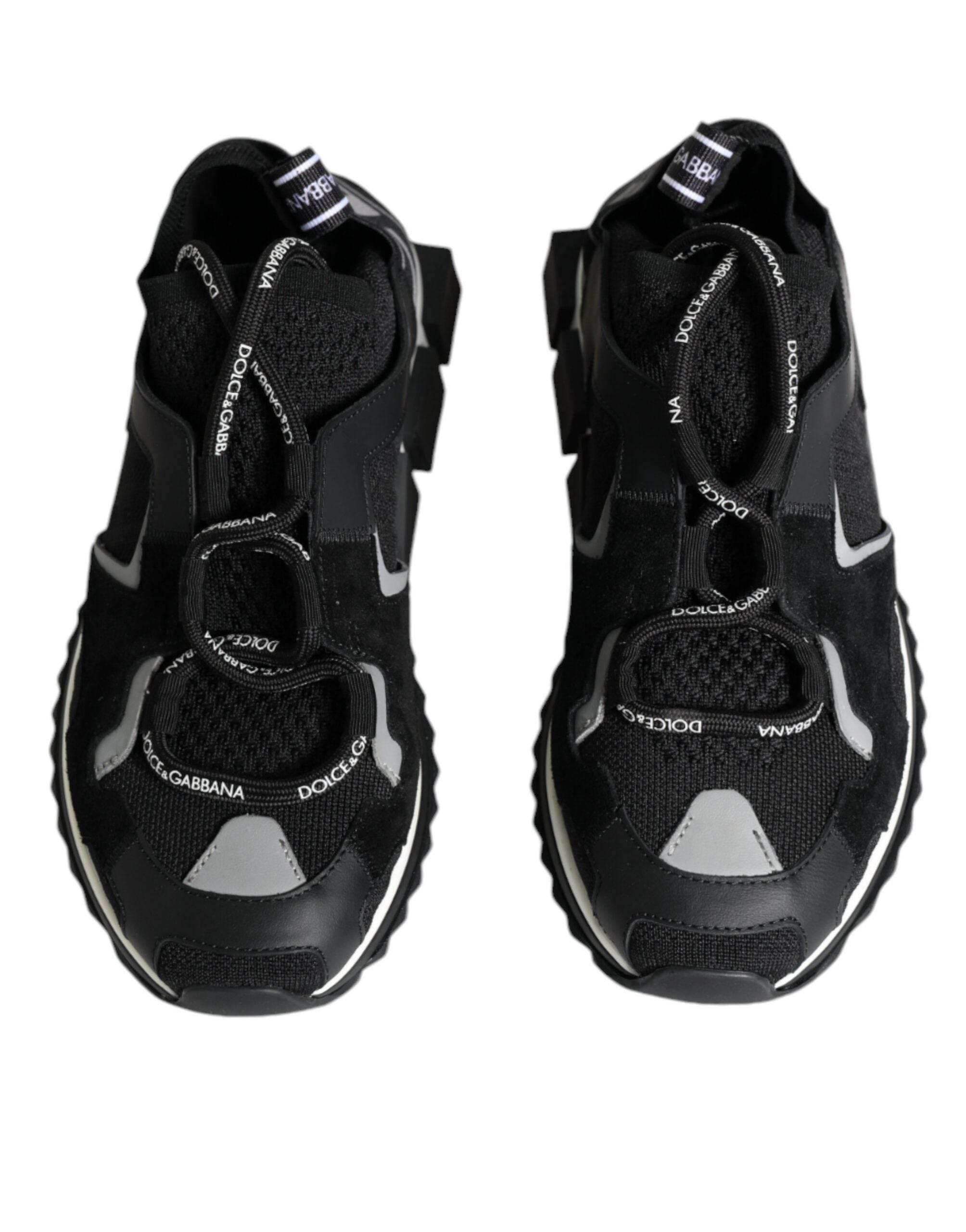 Dolce & Gabbana Black Mesh Sorrento Trekking Sneakers Shoes - Hilstor
