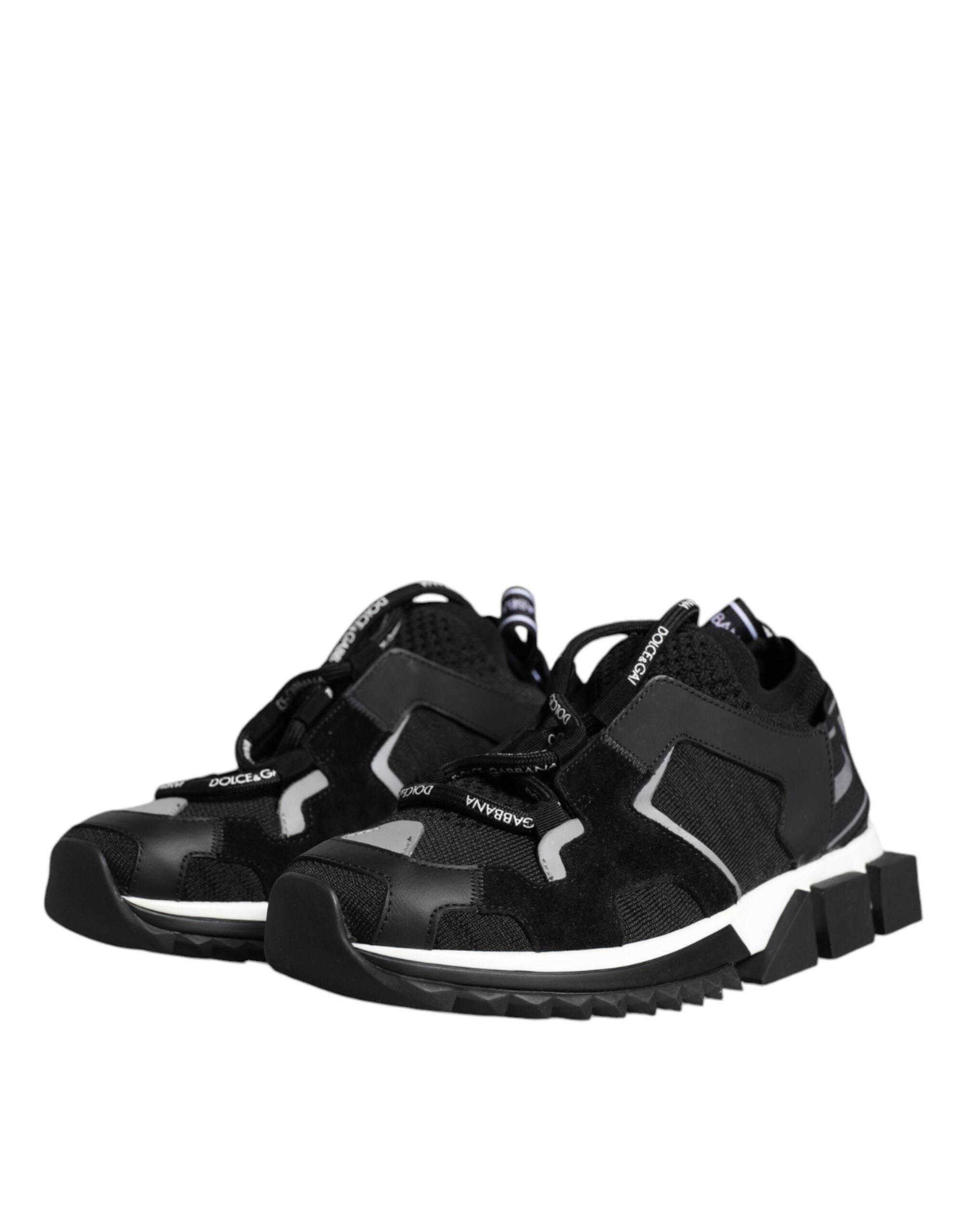Dolce & Gabbana Black Mesh Sorrento Trekking Sneakers Shoes - Hilstor
