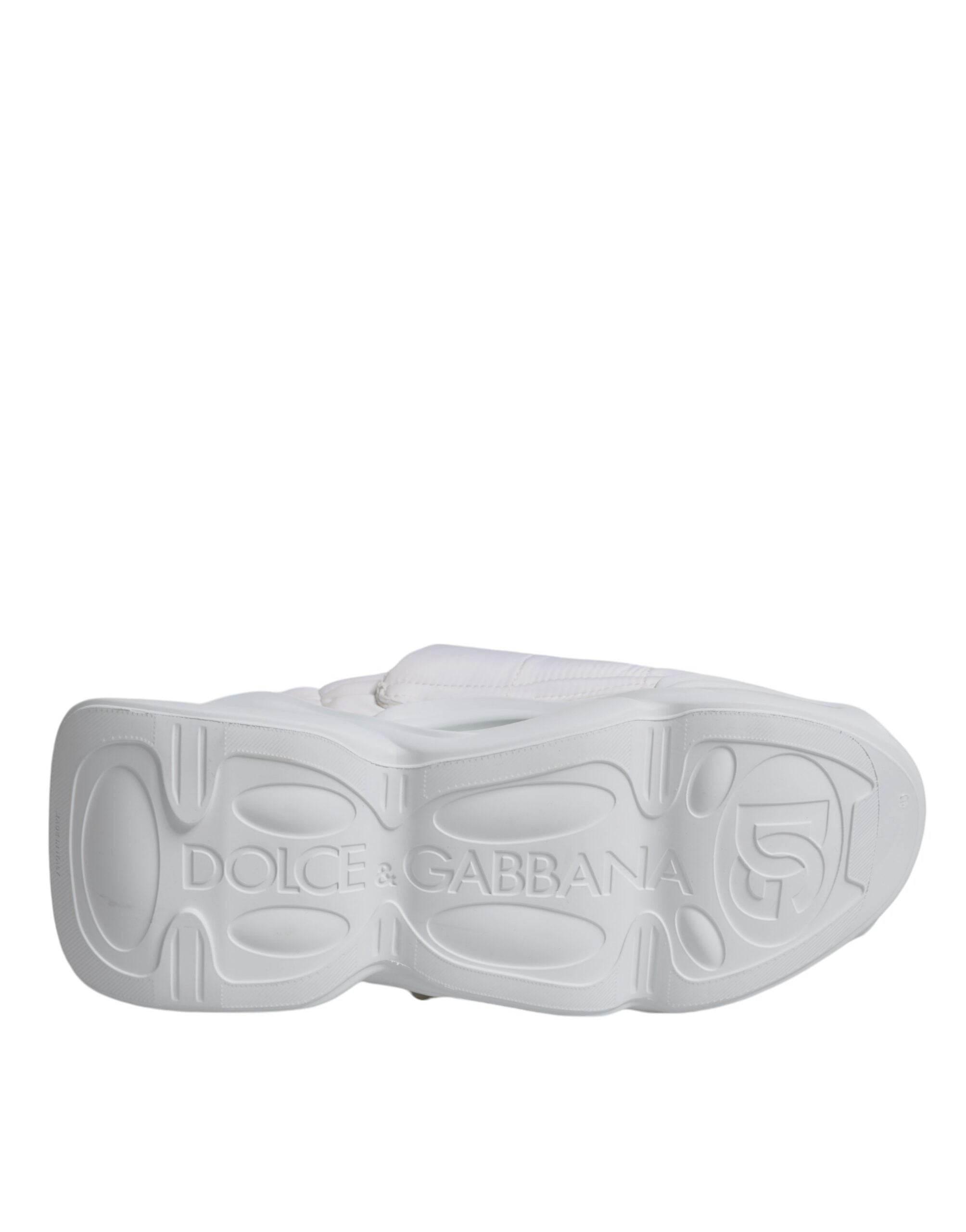 Dolce & Gabbana White Padded Fabric Low Top Sneakers Shoes - Hilstor