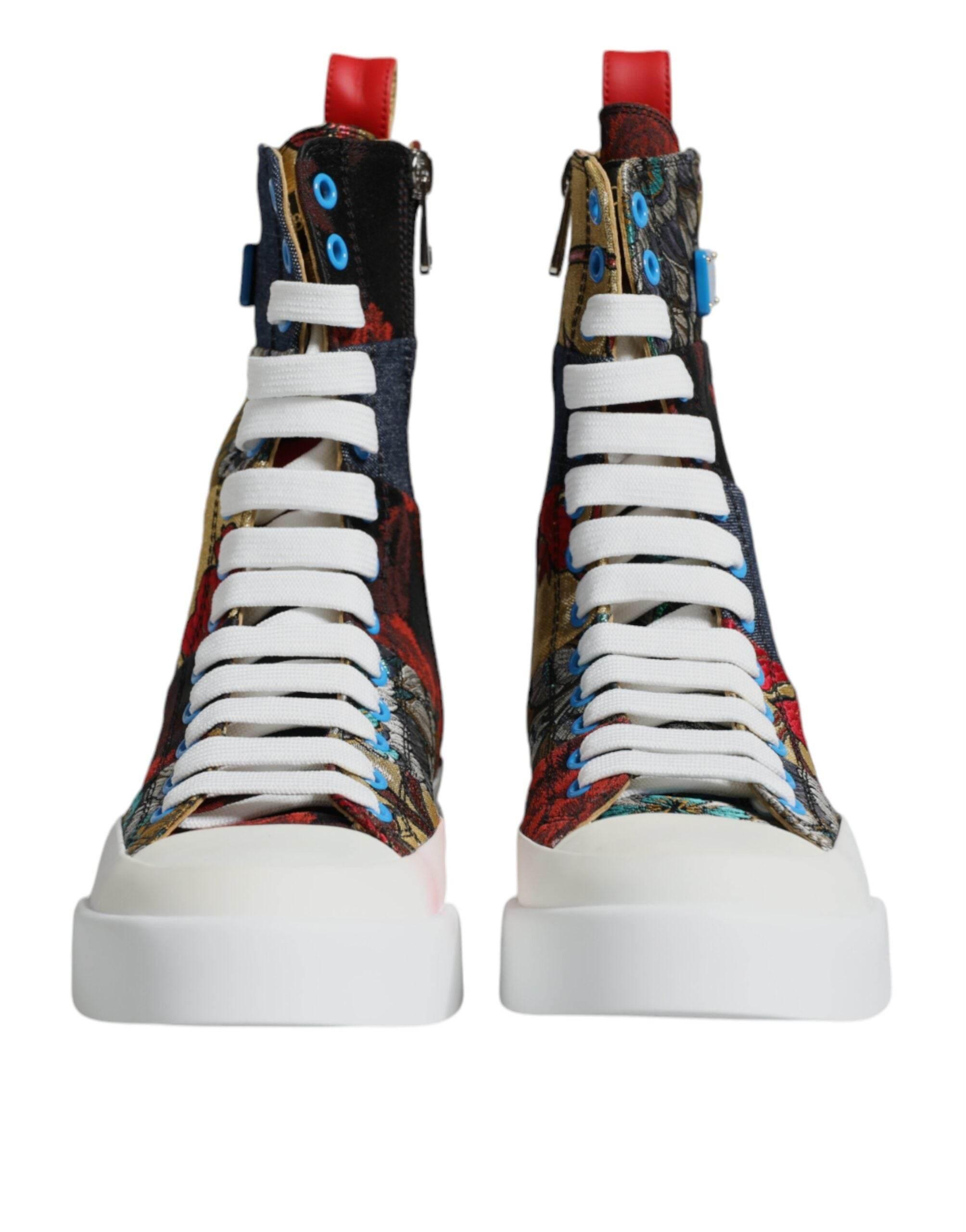 Dolce & Gabbana Multicolor Patchwork High Top Sneakers Shoes - Hilstor