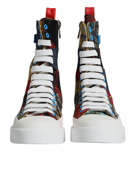 Dolce & Gabbana Multicolor Patchwork High Top Sneakers Shoes - Hilstor