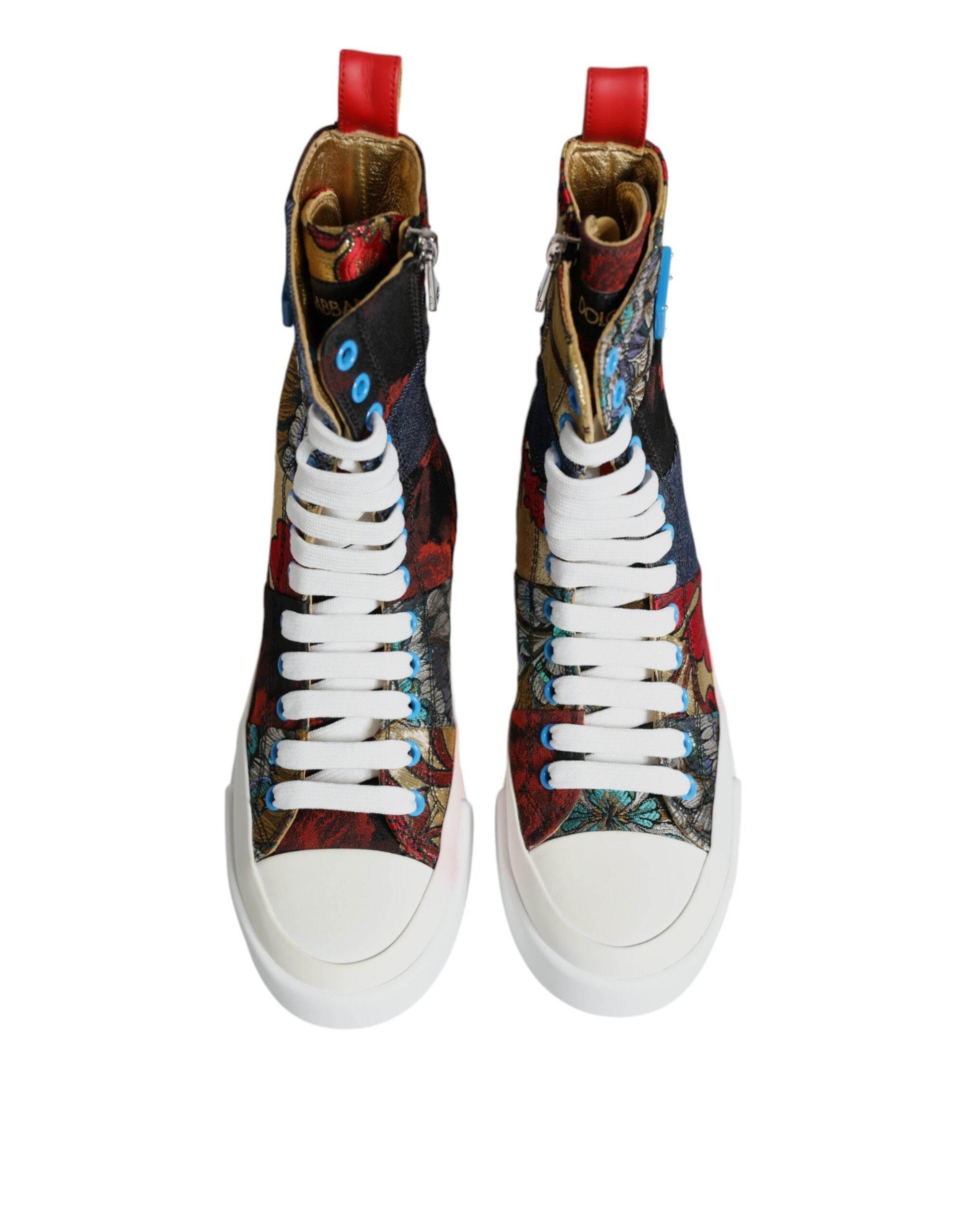 Dolce & Gabbana Multicolor Patchwork High Top Sneakers Shoes - Hilstor