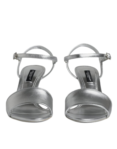 Dolce & Gabbana Silver KEIRA Heels Ankle Strap Sandals Shoes - Hilstor