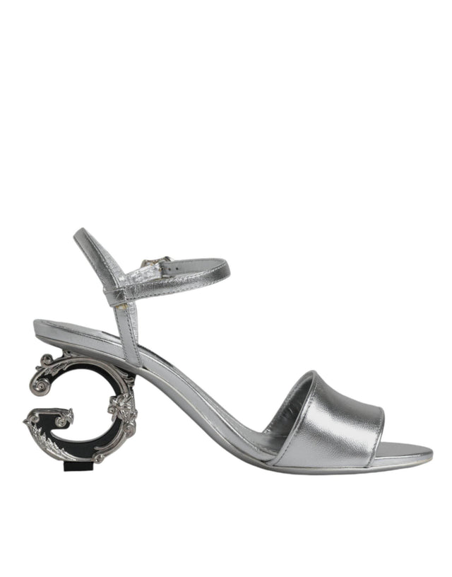 Dolce & Gabbana Silver KEIRA Heels Ankle Strap Sandals Shoes - Hilstor