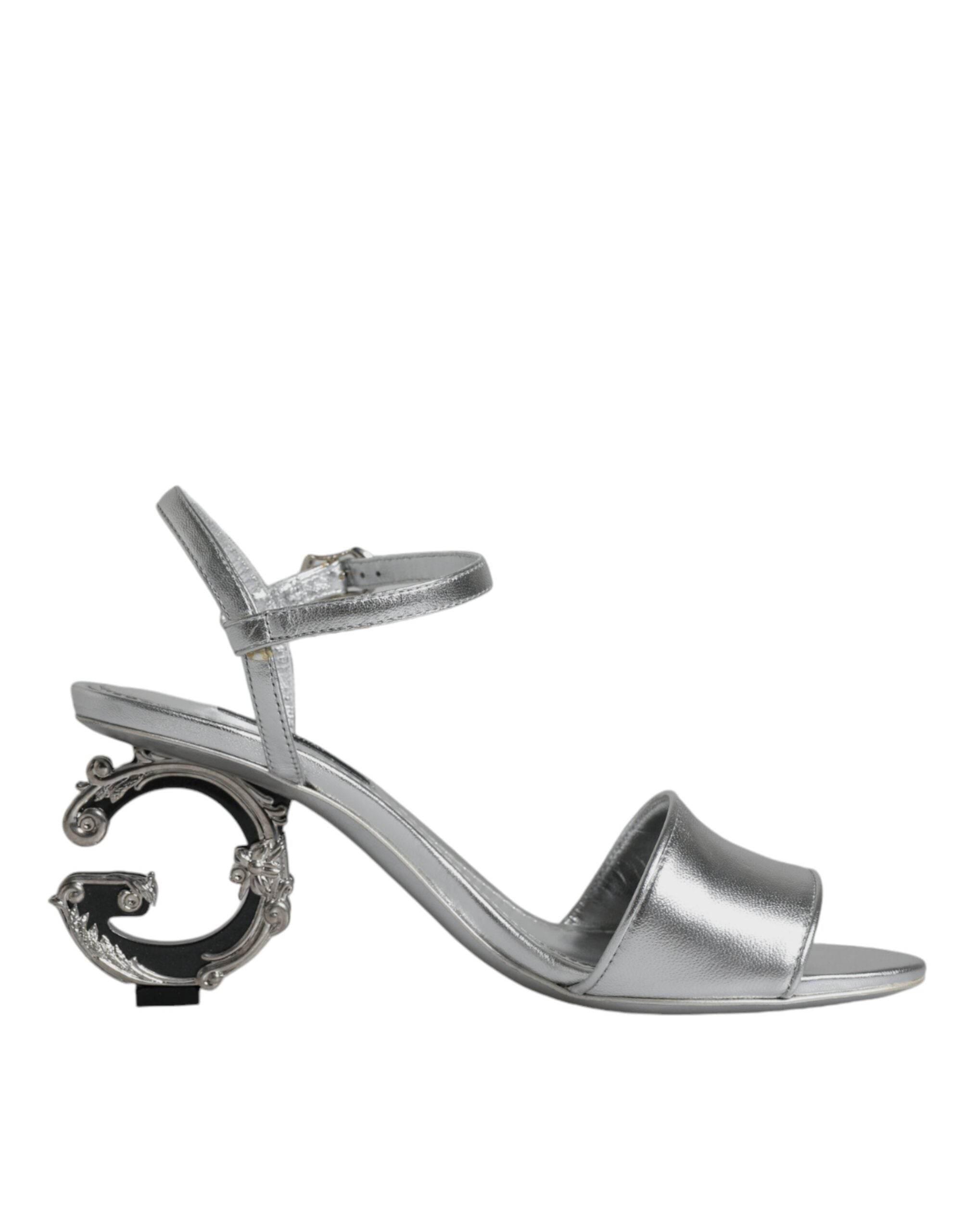 Dolce & Gabbana Silver KEIRA Heels Ankle Strap Sandals Shoes - Hilstor