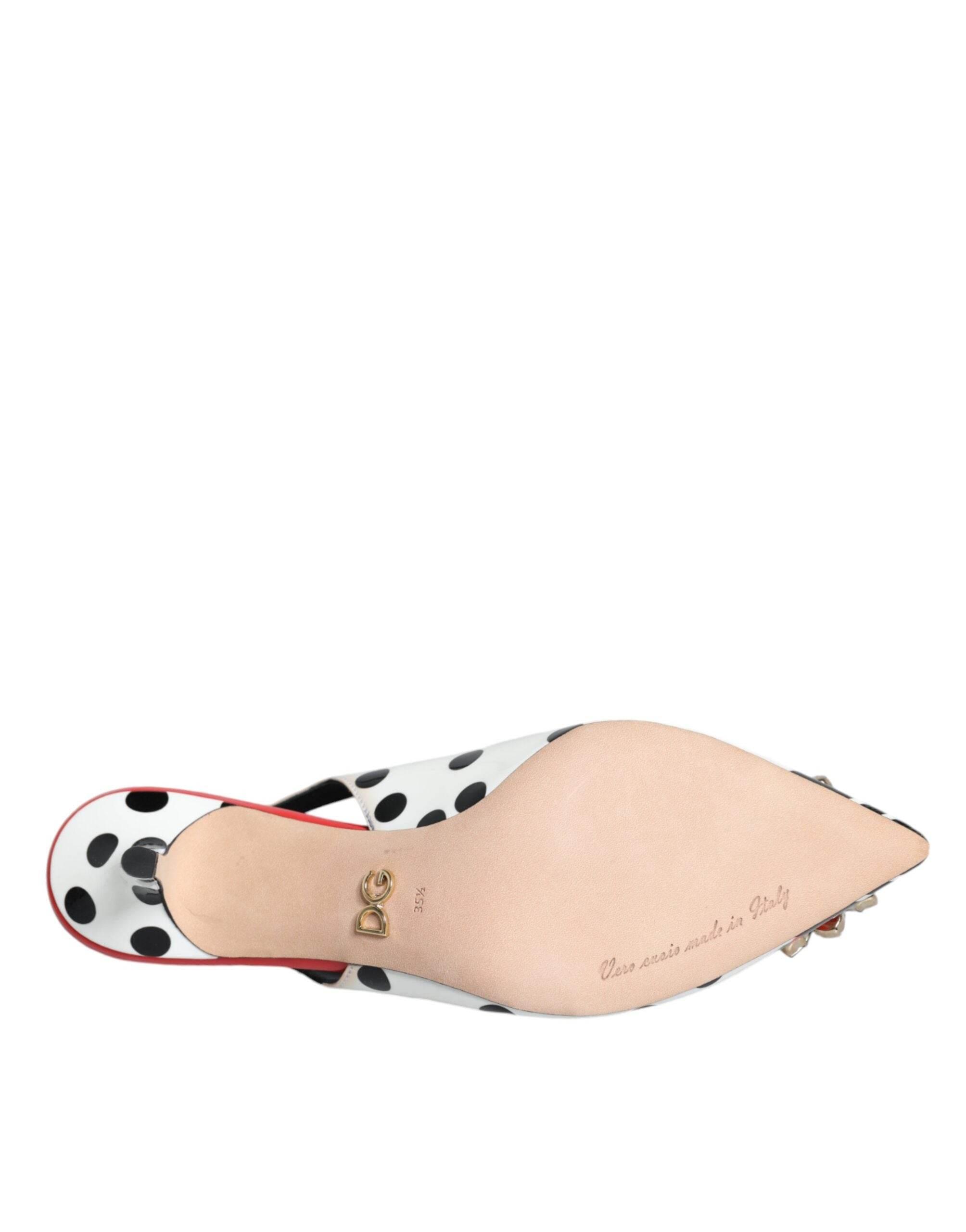 Dolce & Gabbana Multicolor Leather Crystal Heels Slingback Shoes - Hilstor