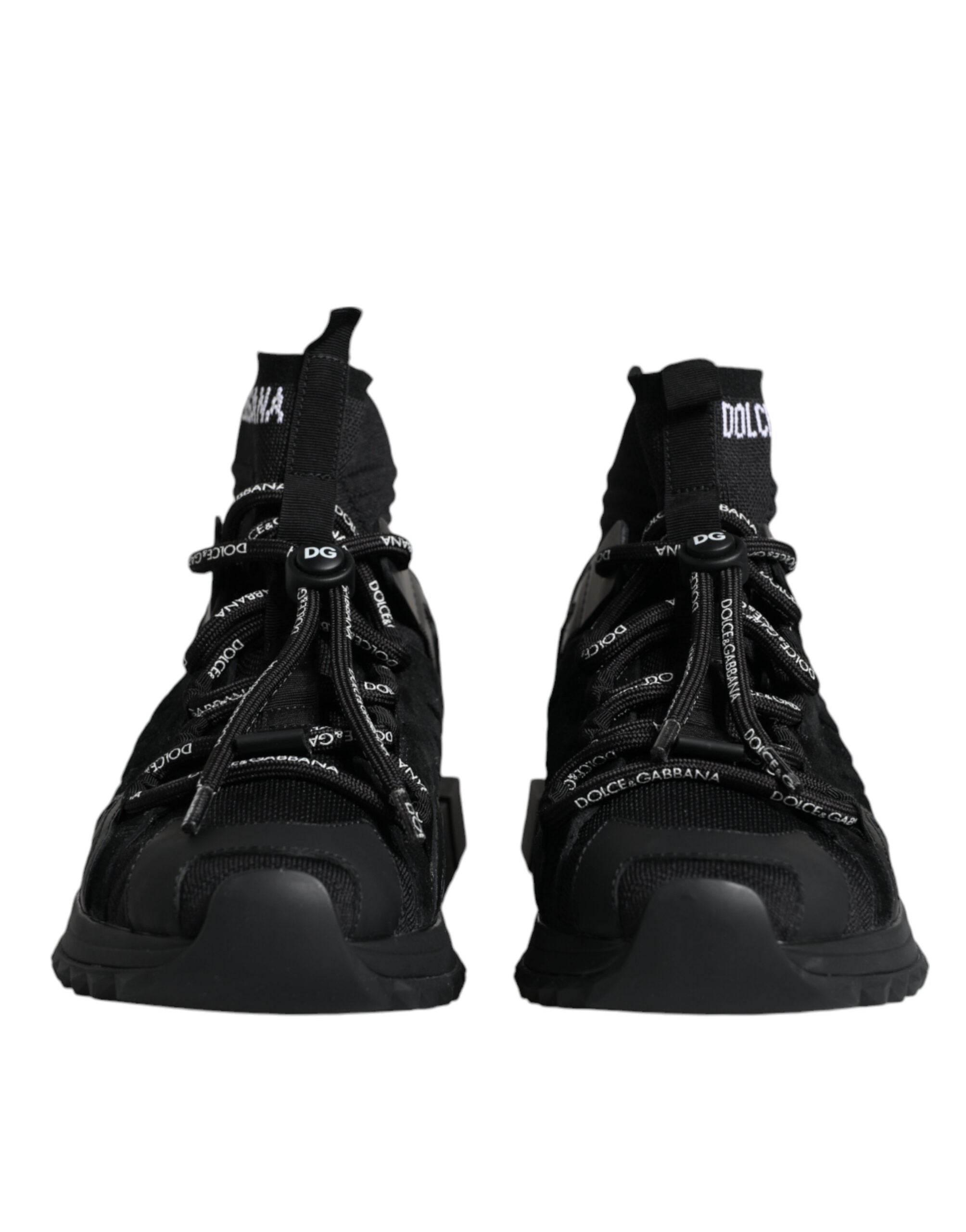 Dolce & Gabbana Black Sorrento Socks Logo Sneakers Shoes - Hilstor