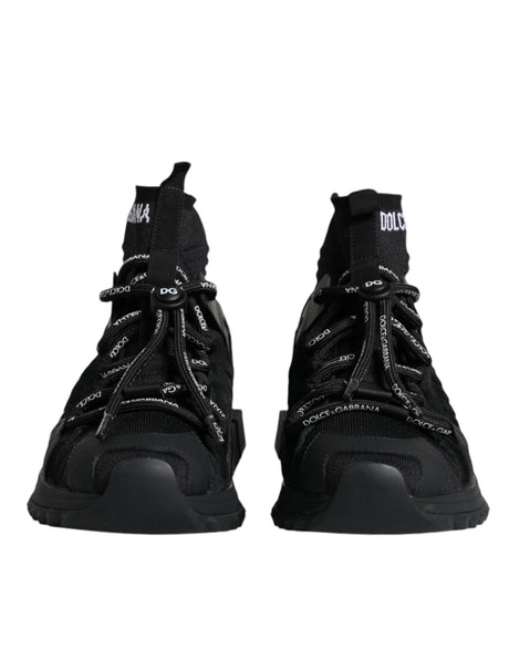 Dolce & Gabbana Black Sorrento Socks Logo Sneakers Shoes - Hilstor