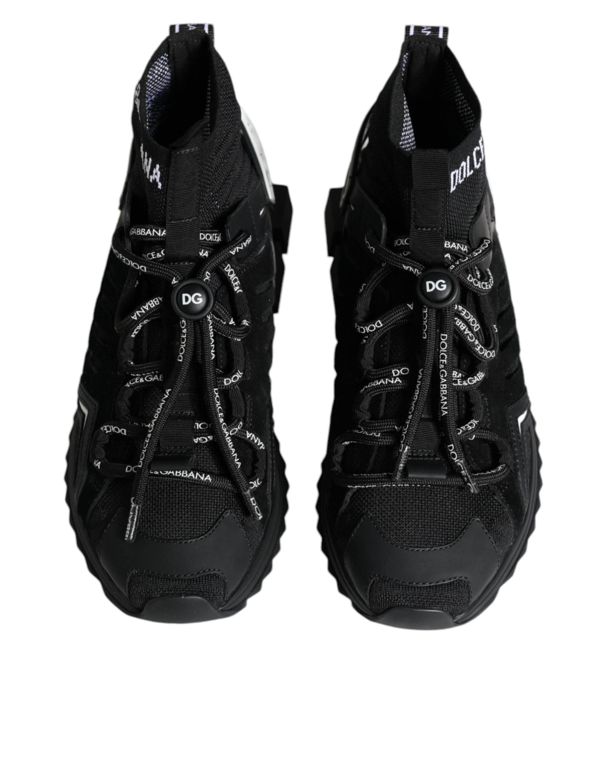 Dolce & Gabbana Black Sorrento Socks Logo Sneakers Shoes - Hilstor