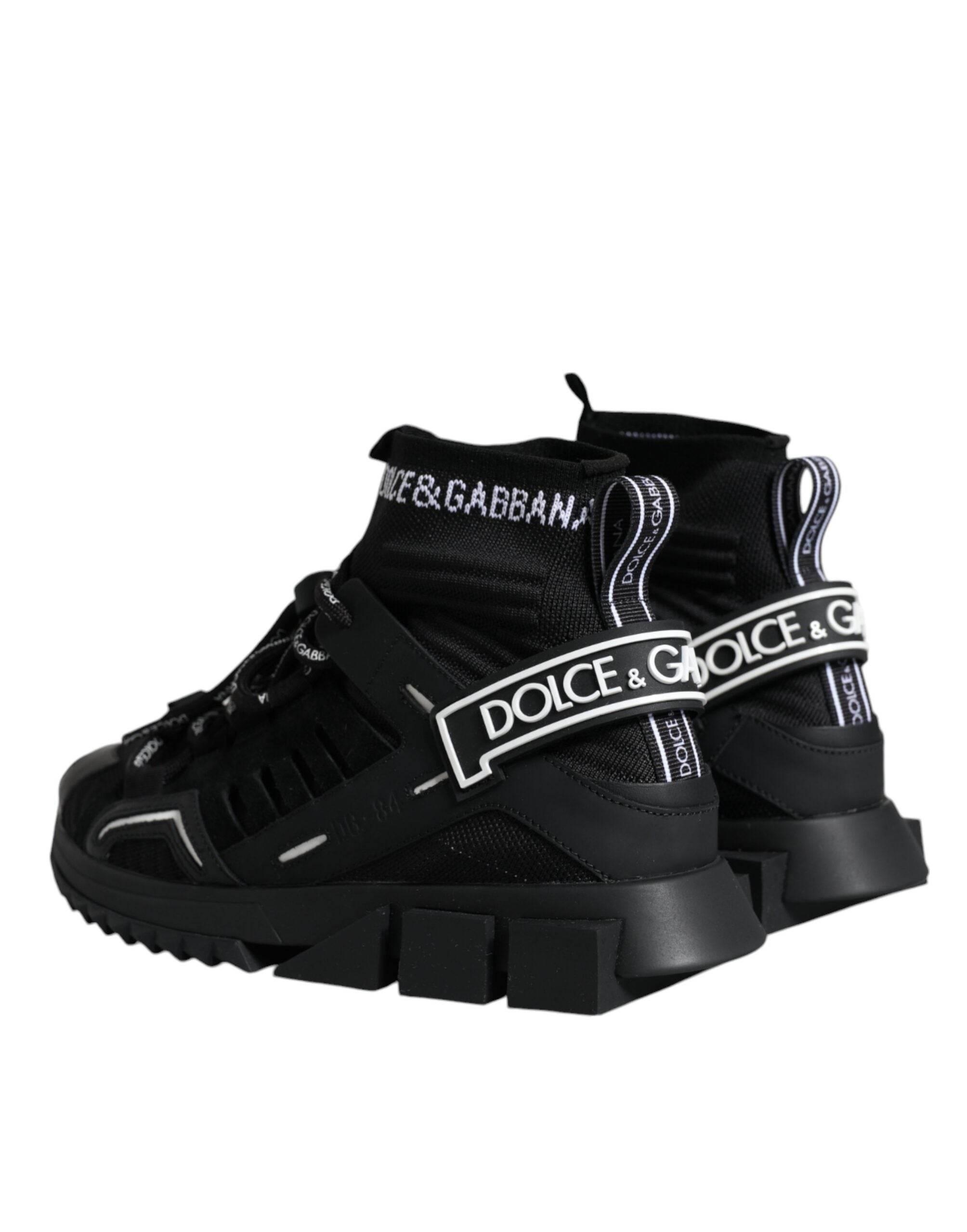 Dolce & Gabbana Black Sorrento Socks Logo Sneakers Shoes - Hilstor