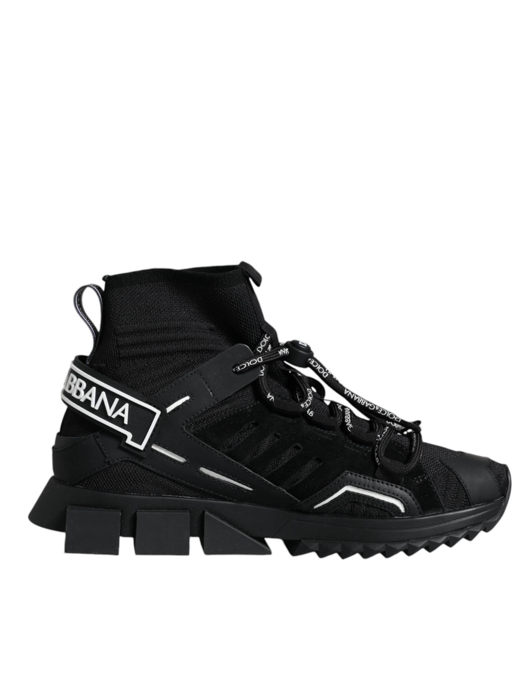 Dolce & Gabbana Black Sorrento Socks Logo Sneakers Shoes - Hilstor