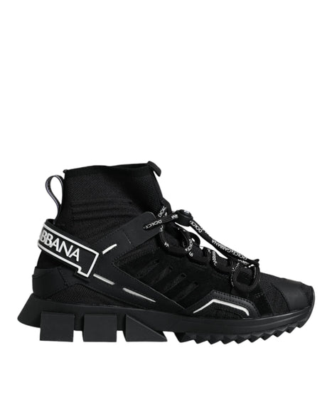 Dolce & Gabbana Black Sorrento Socks Logo Sneakers Shoes - Hilstor