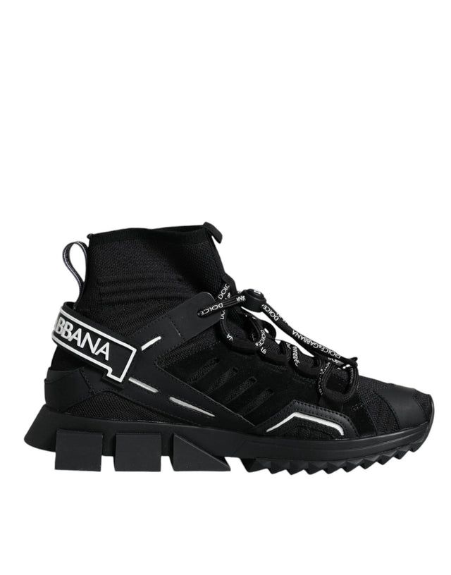Dolce & Gabbana Black Sorrento Socks Logo Sneakers Shoes - Hilstor