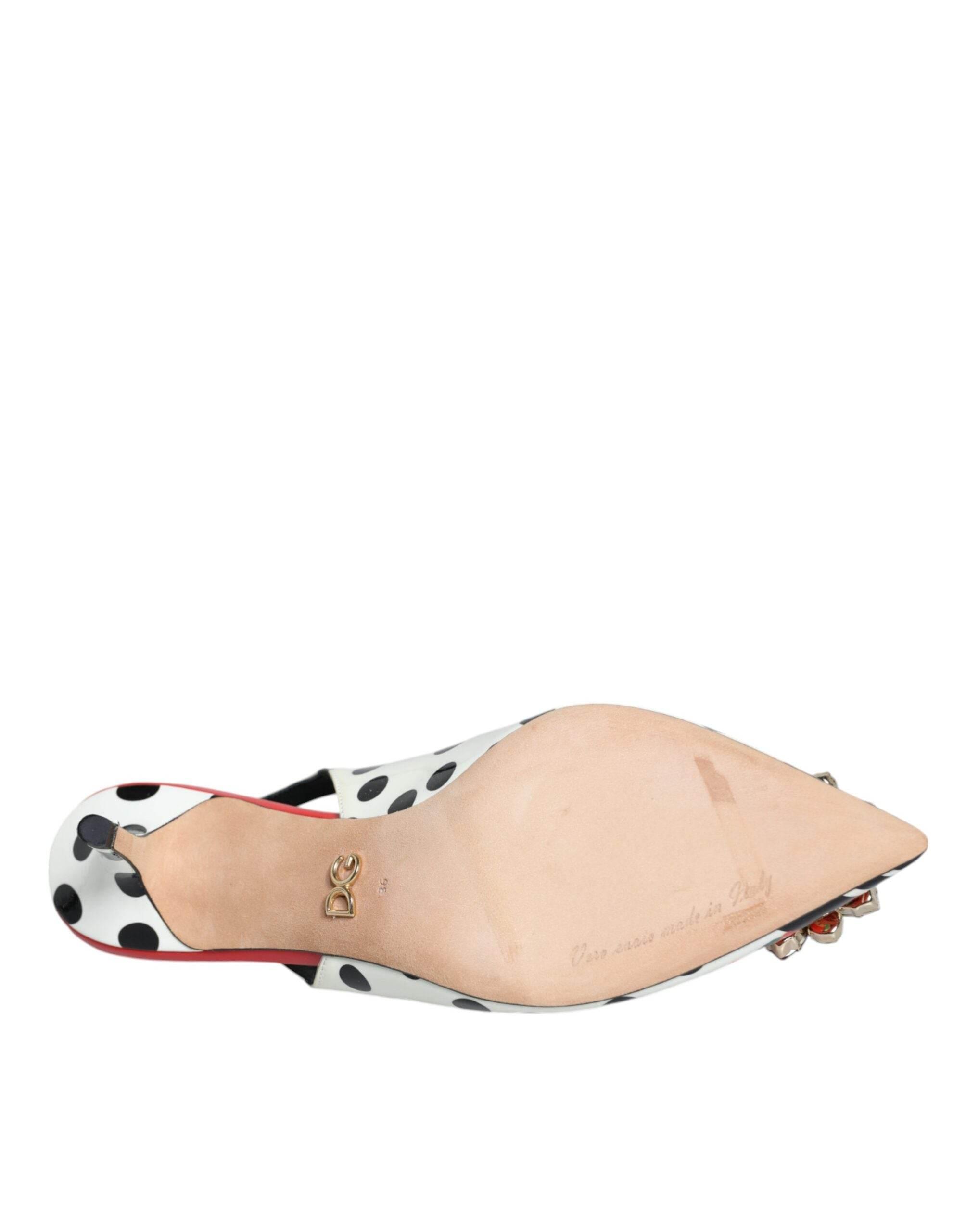 Dolce & Gabbana Multicolor Leather Crystal Heels Slingback Shoes - Hilstor