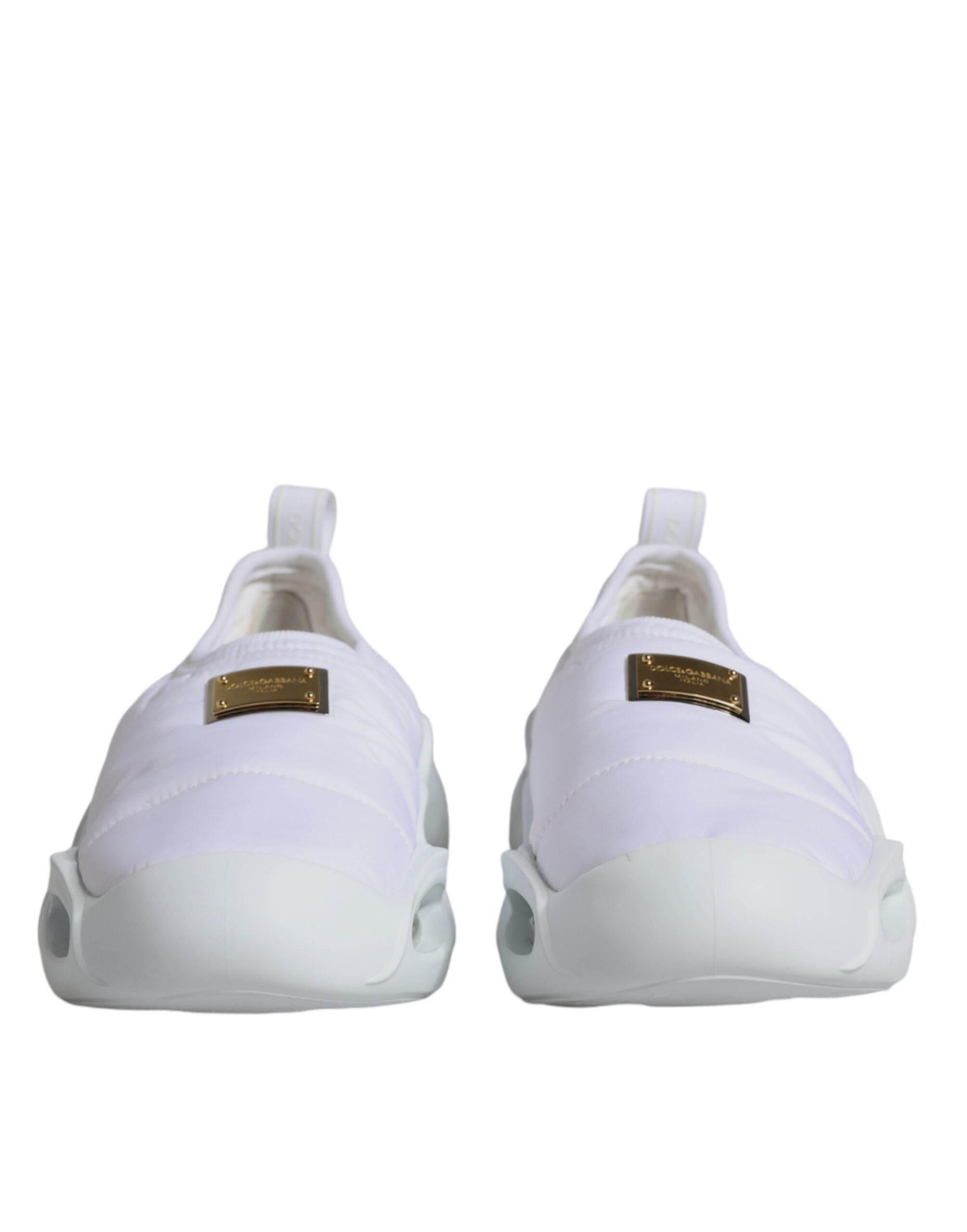 Dolce & Gabbana White Padded Fabric Low Top Sneakers Shoes - Hilstor
