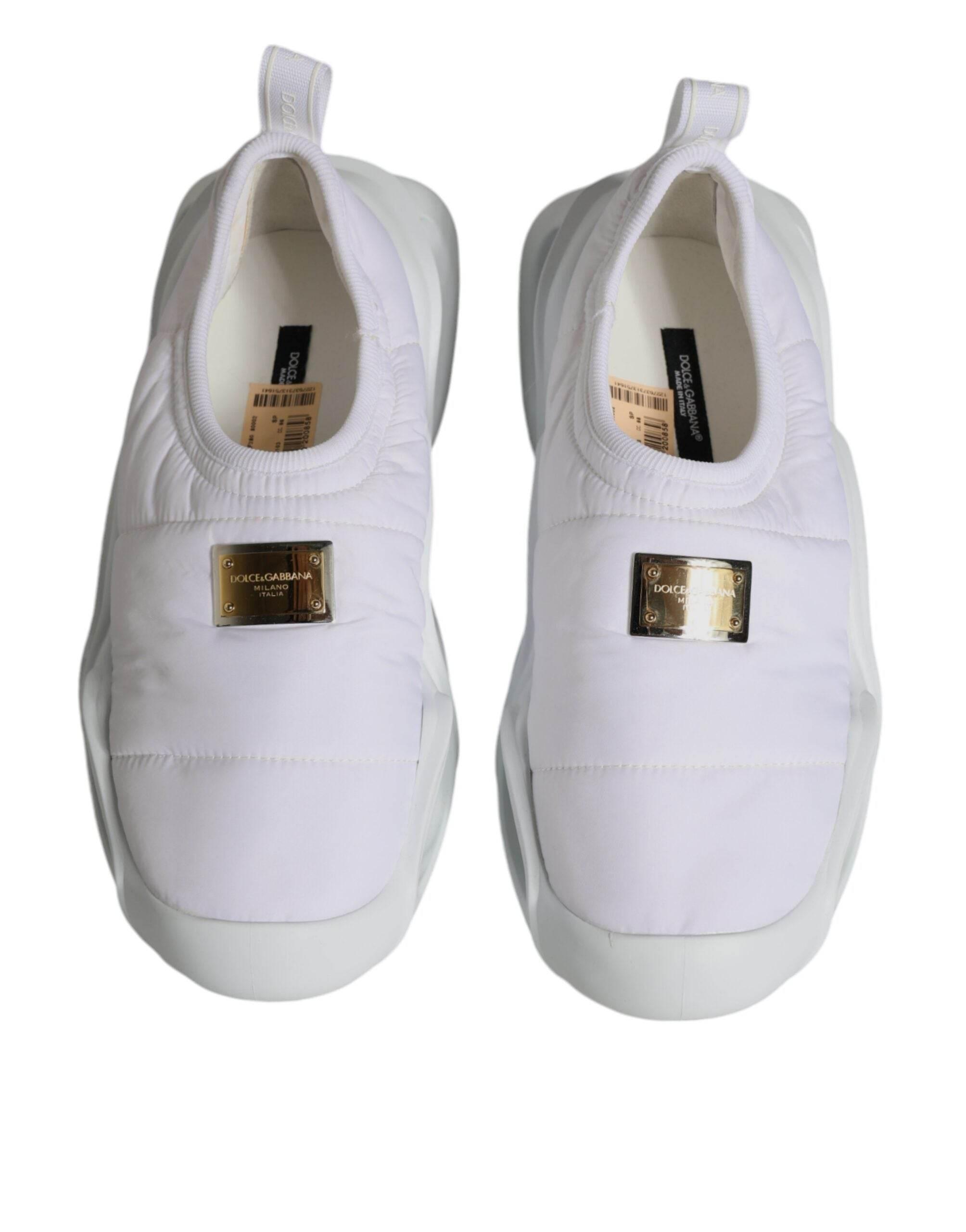 Dolce & Gabbana White Padded Fabric Low Top Sneakers Shoes - Hilstor