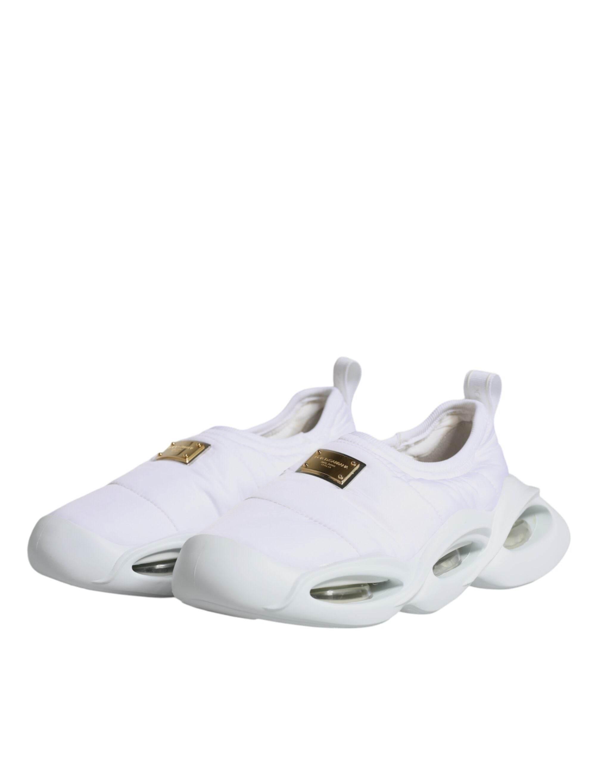 Dolce & Gabbana White Padded Fabric Low Top Sneakers Shoes - Hilstor