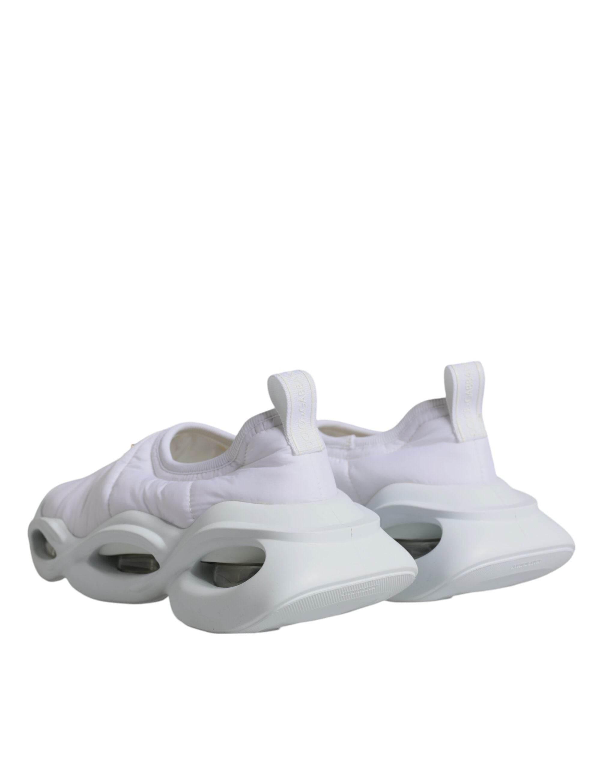 Dolce & Gabbana White Padded Fabric Low Top Sneakers Shoes - Hilstor