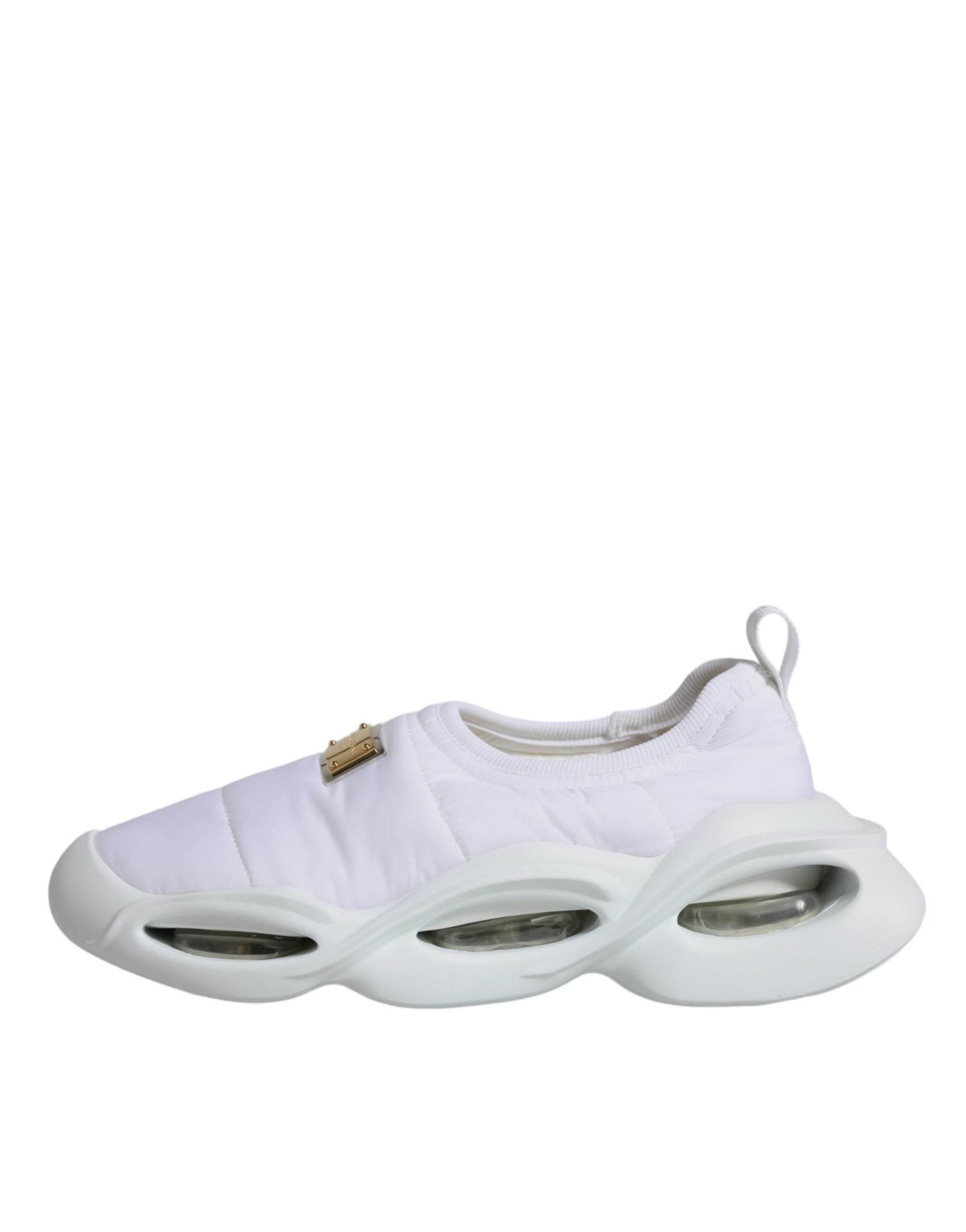 Dolce & Gabbana White Padded Fabric Low Top Sneakers Shoes - Hilstor
