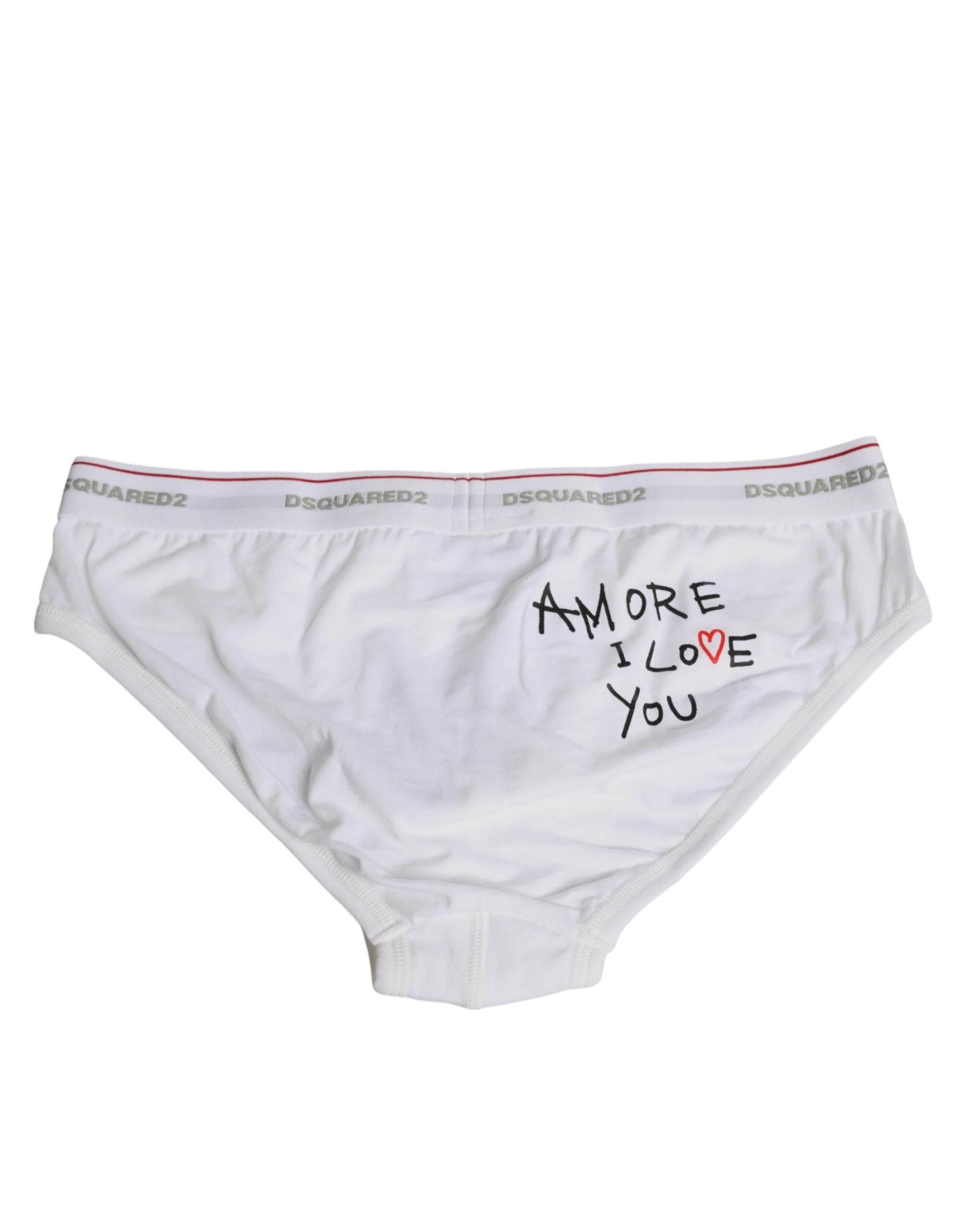Dsquared² White Cotton Stretch Women Mid Waist Panty Underwear - Hilstor