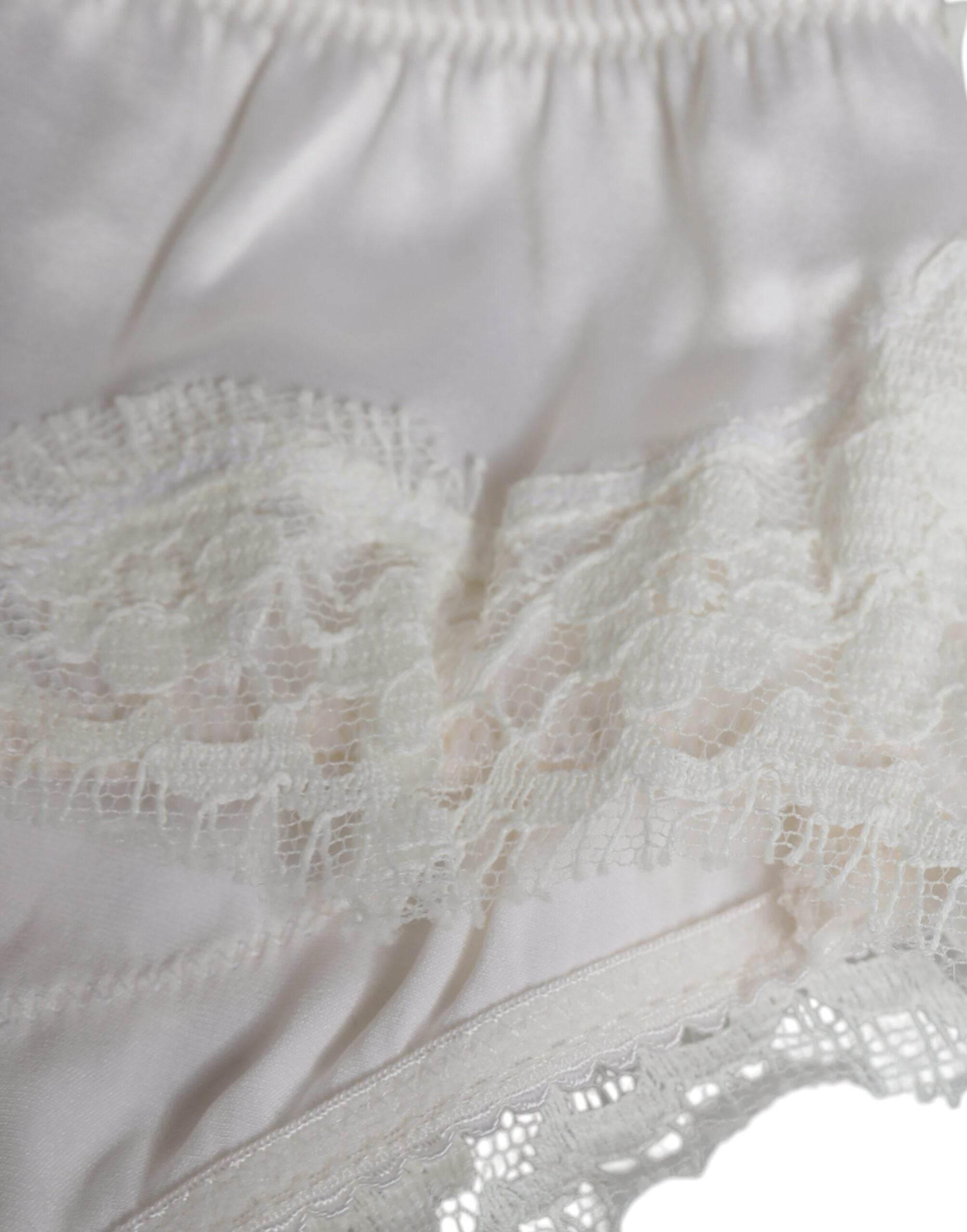 Dolce & Gabbana White Silk Stretch Panty Balconette Bra Underwear - Hilstor